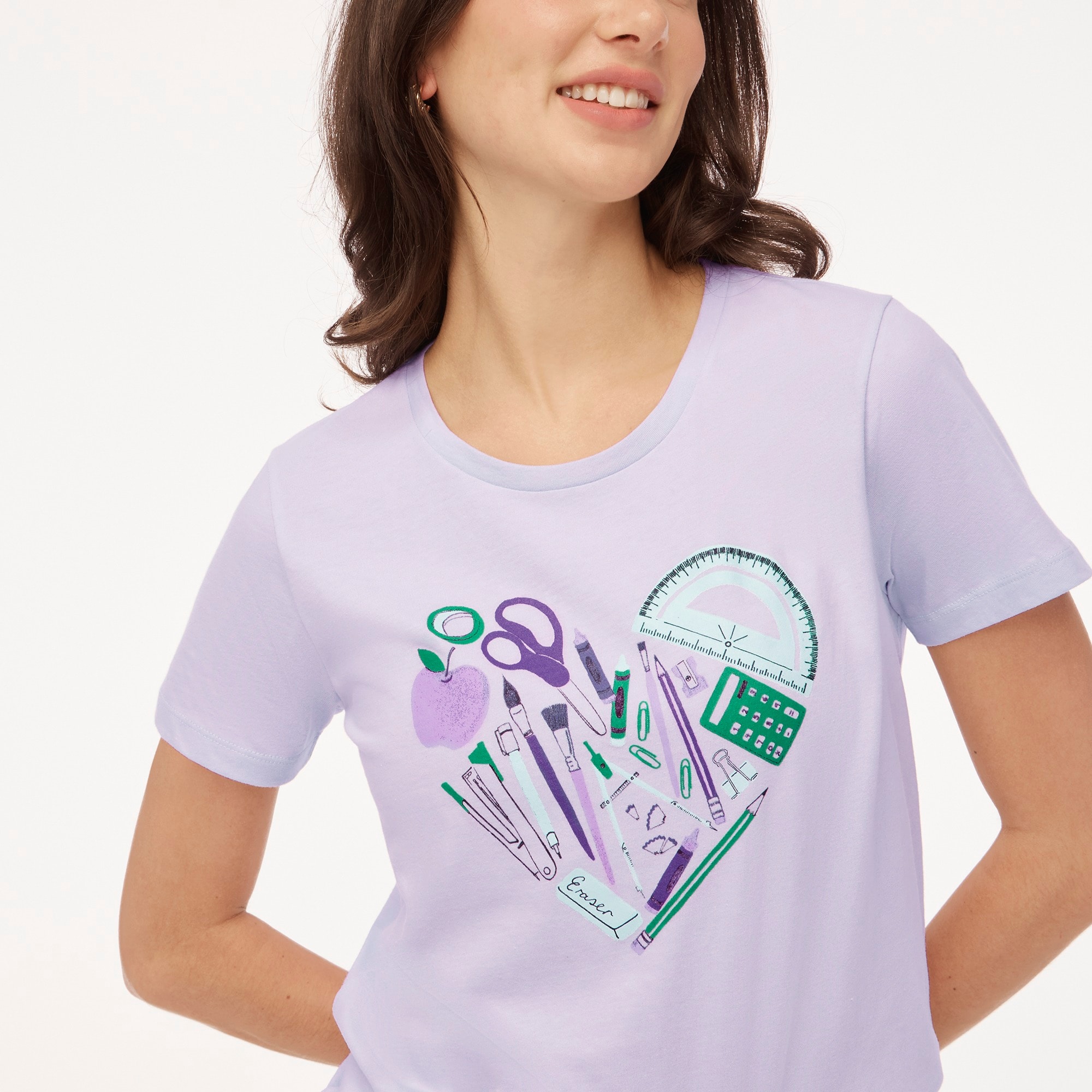 School supplies heart graphic tee