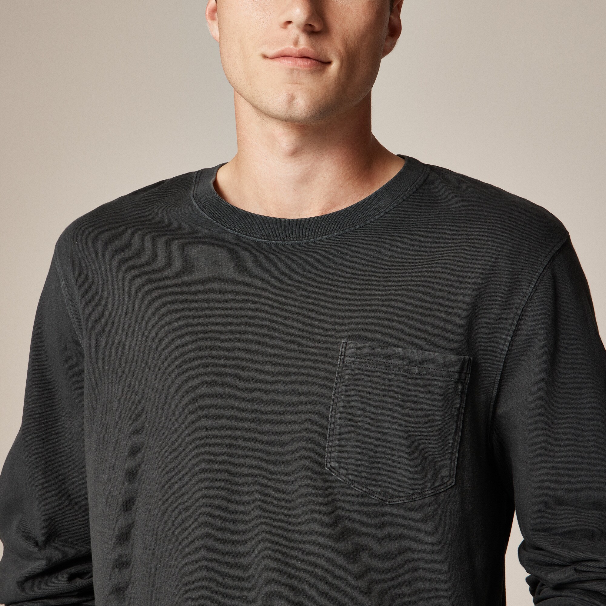 Long-sleeve Vintage-wash Cotton Pocket T-shirt For Men | J.Crew