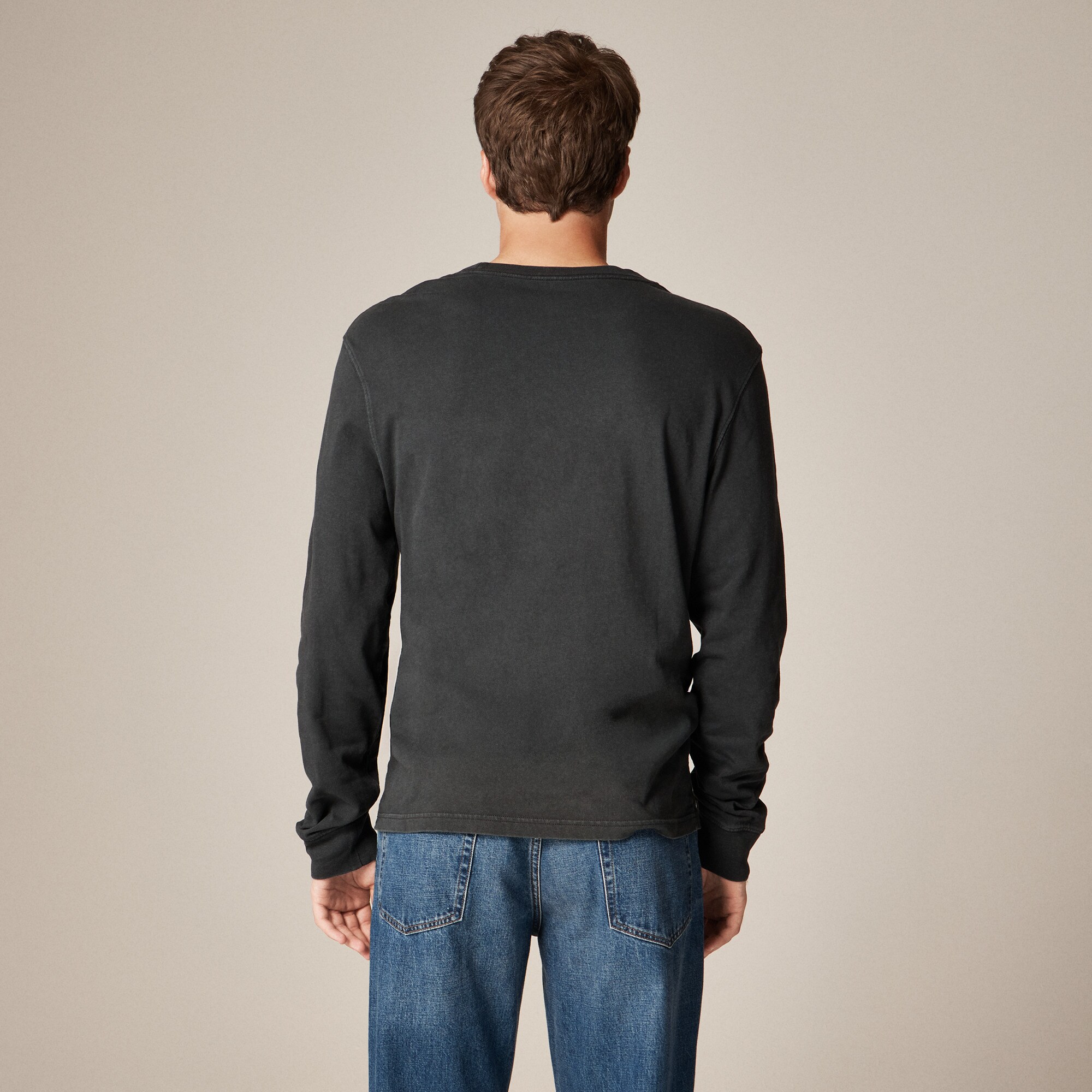 Long-sleeve Vintage-wash Cotton Pocket T-shirt For Men | J.Crew