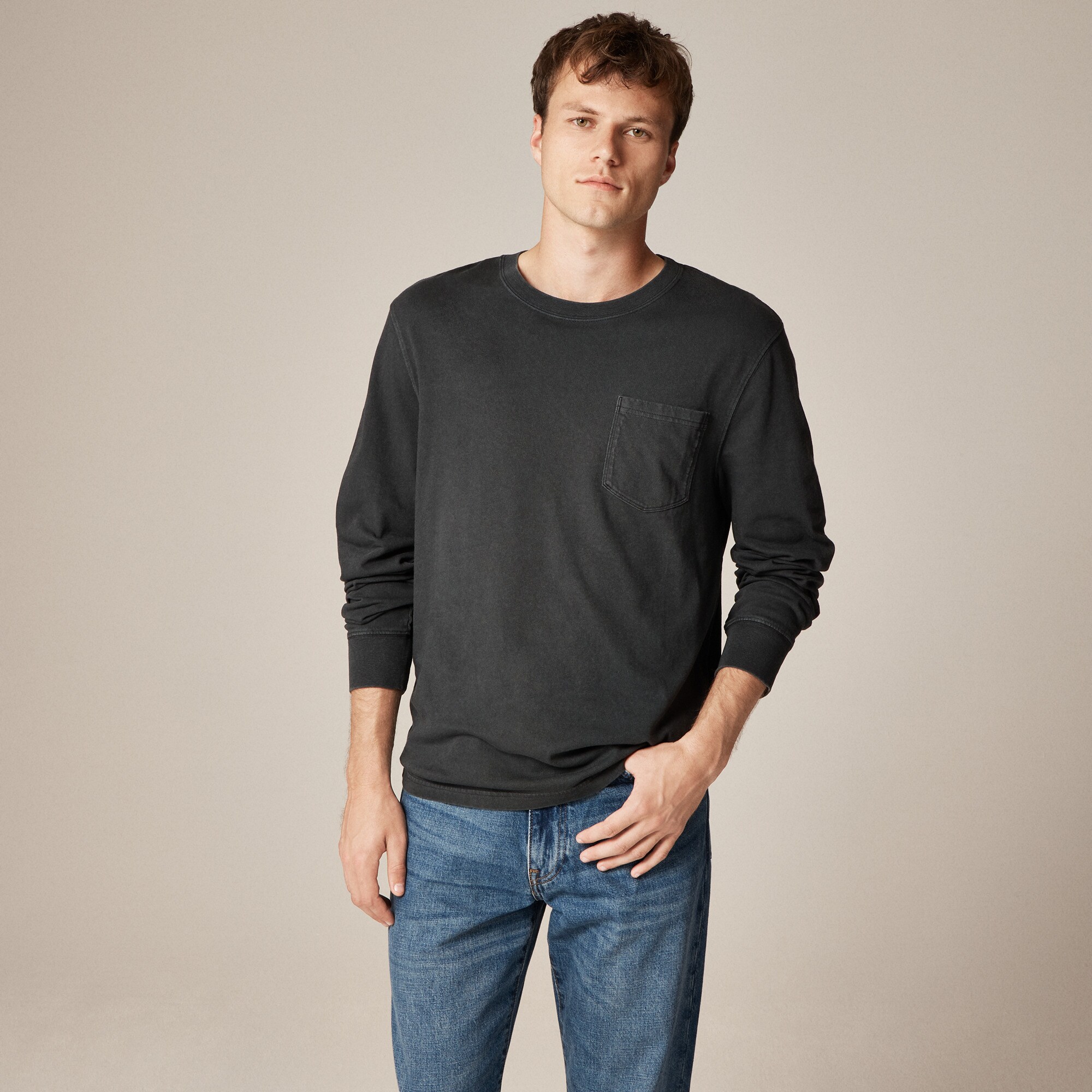25SS セットPOCKET & CREW 2PACK LS T-SHIRTS Long-sleeve Vintage-wash Cotton Pocket T-shirt For Men | J.Crew