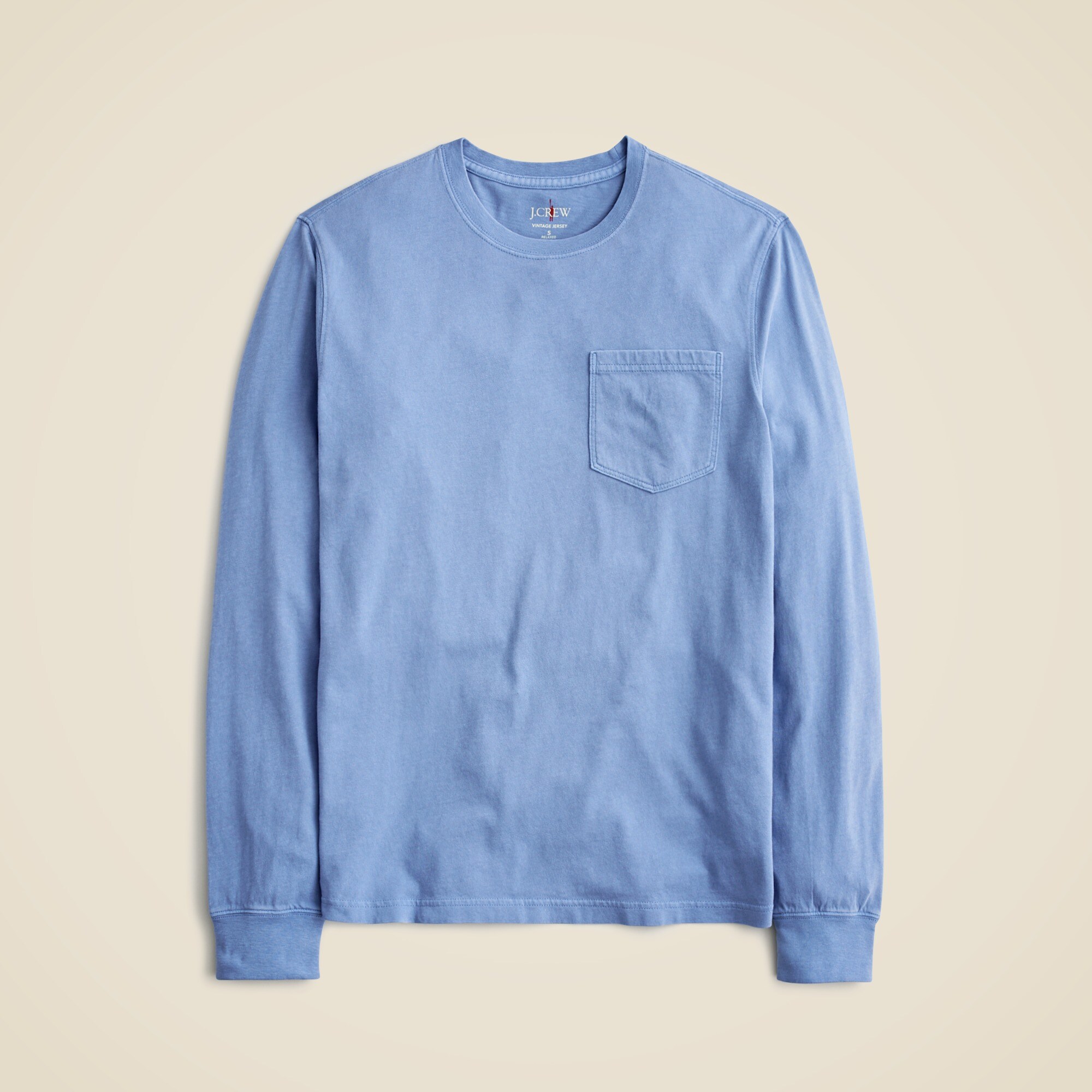 mens Slim long-sleeve vintage-wash cotton pocket T-shirt