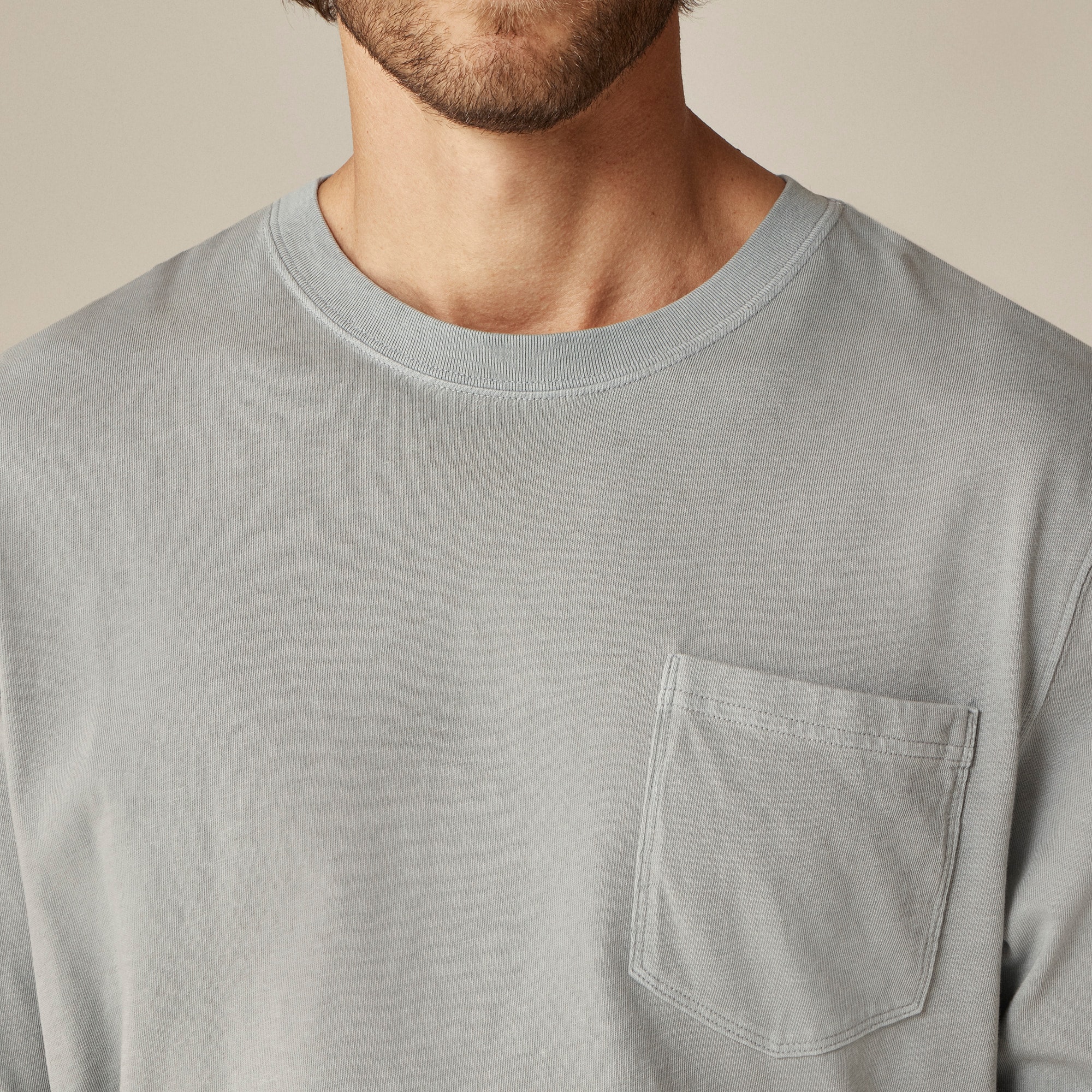 Long-sleeve Vintage-wash Cotton Pocket T-shirt For Men | J.Crew