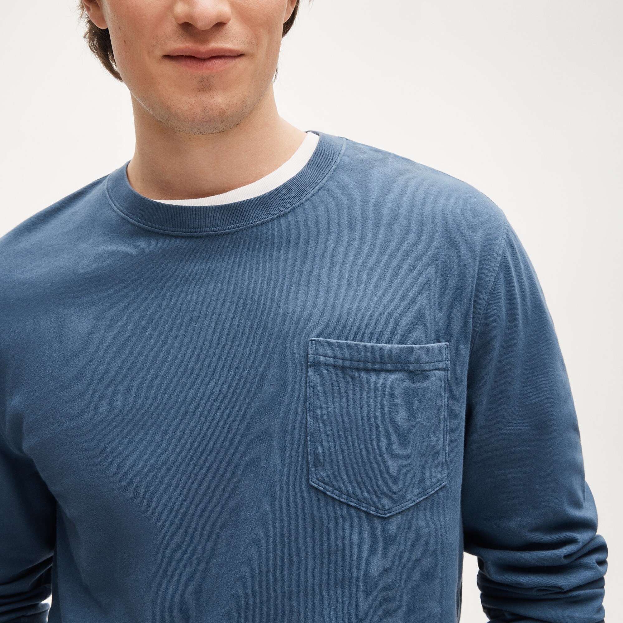 Long-sleeve Vintage-wash Cotton Pocket T-shirt For Men | J.Crew