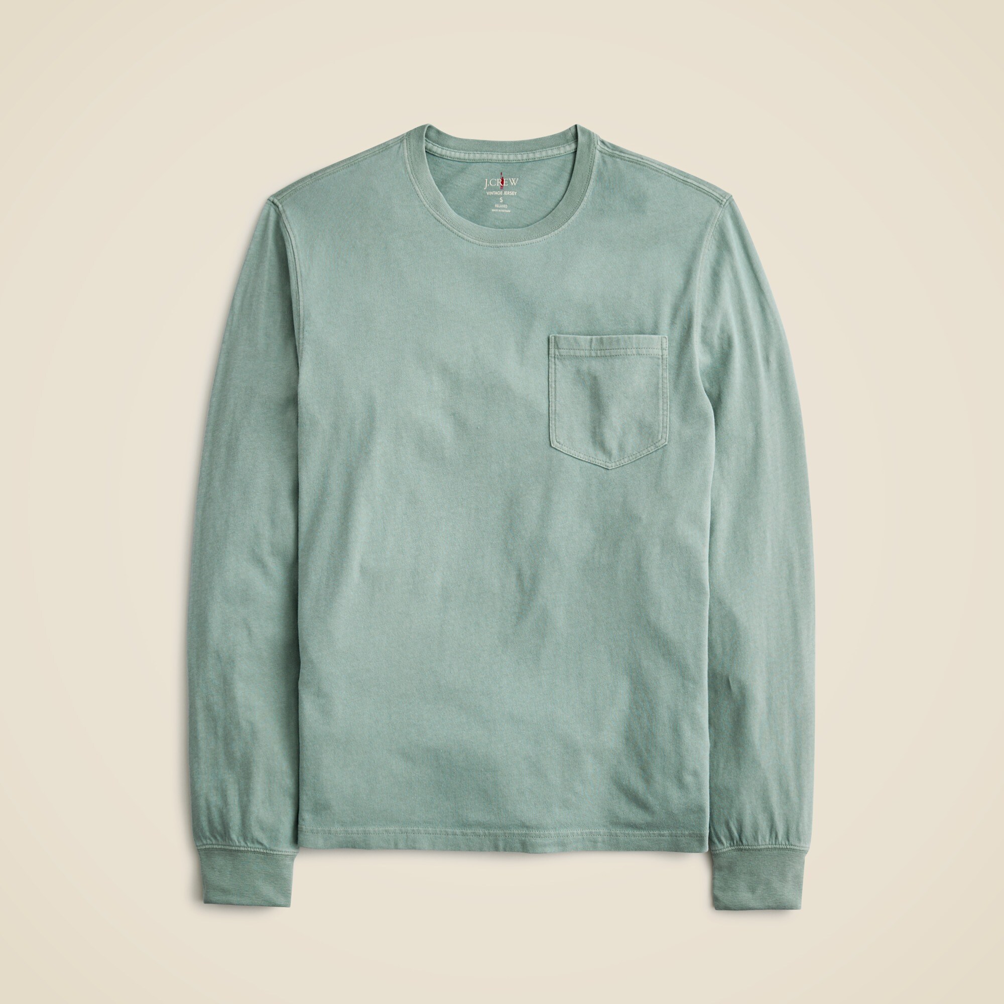 mens Slim long-sleeve vintage-wash cotton pocket T-shirt