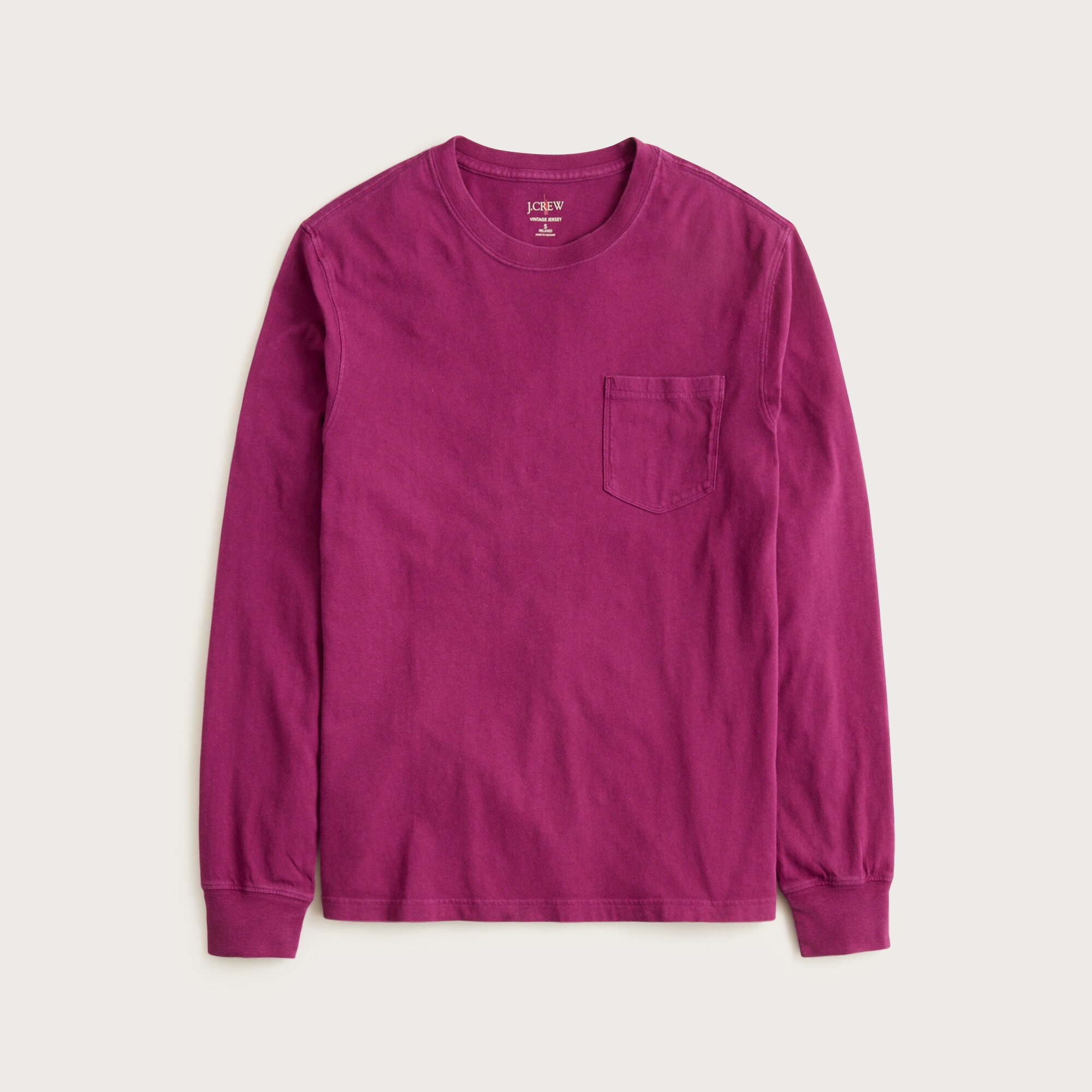  Long-sleeve vintage-wash cotton pocket T-shirt