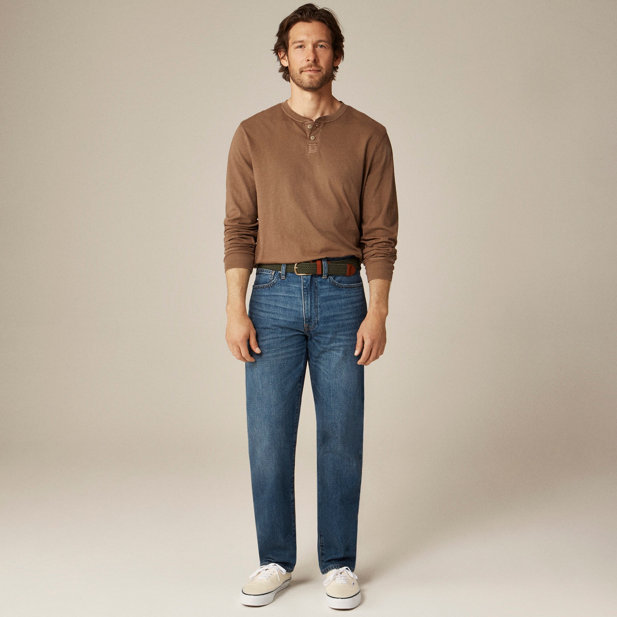 Tall vintage-wash cotton henley