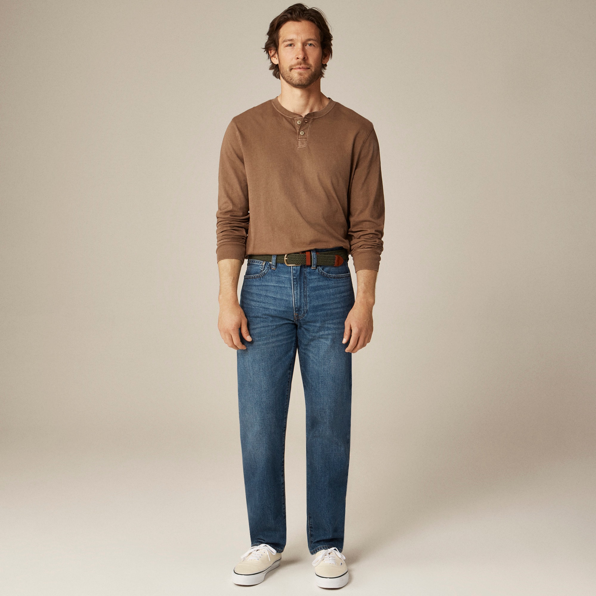 Vintage-wash cotton henley