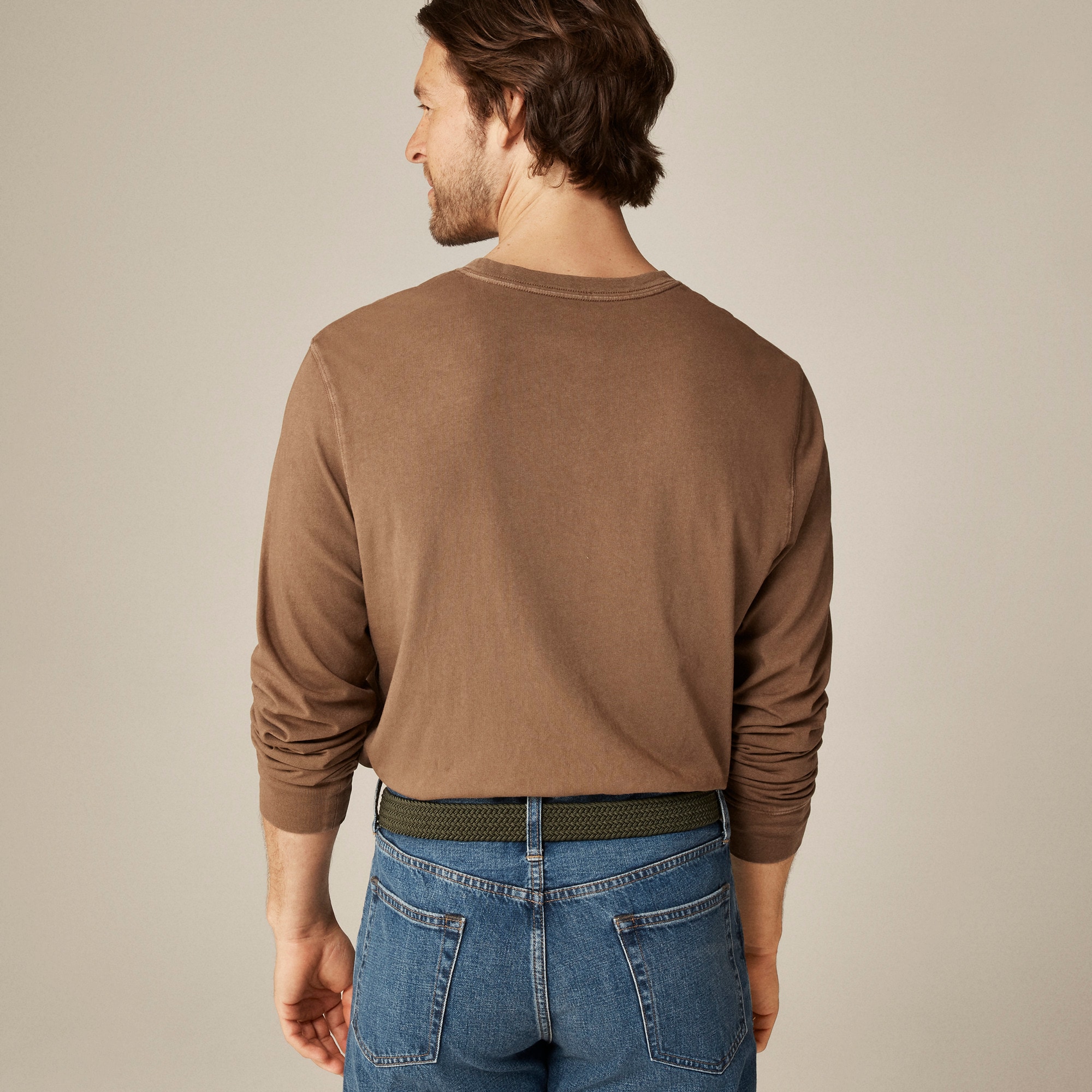 Tall vintage-wash cotton henley