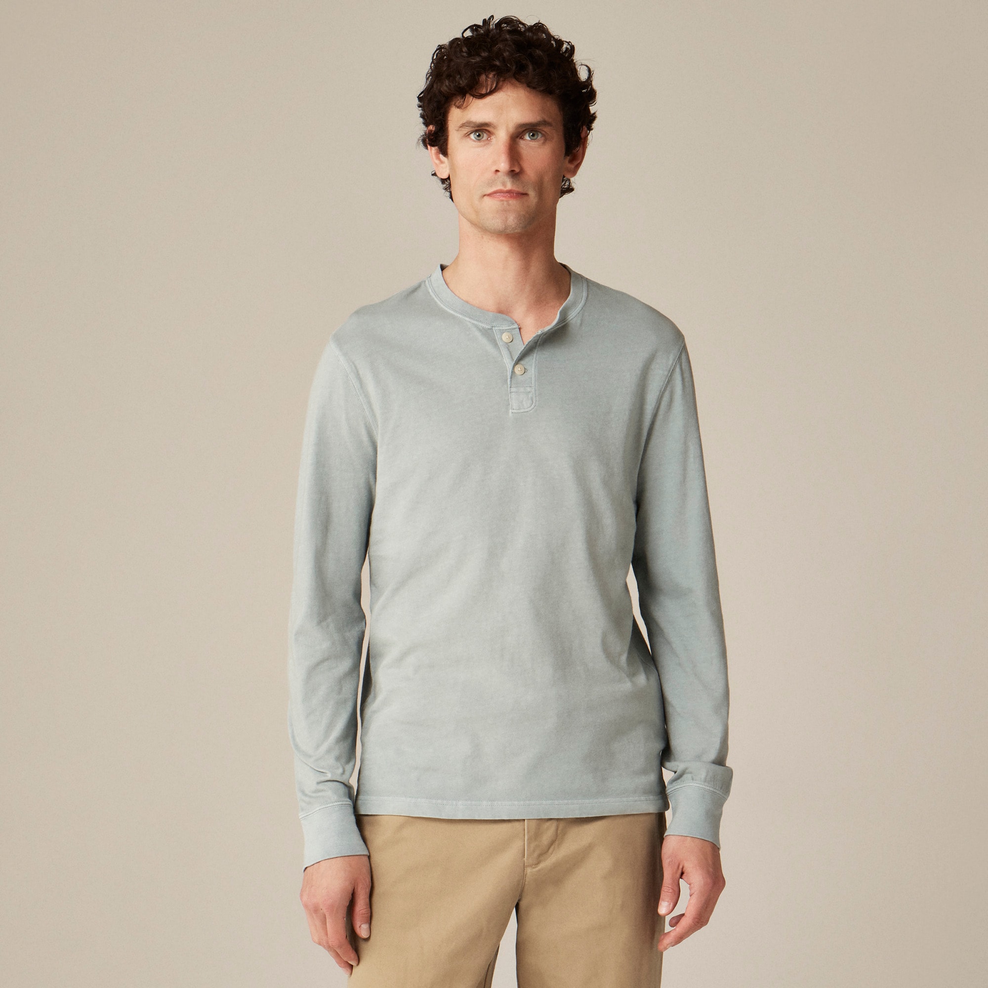 Vintage-wash cotton henley