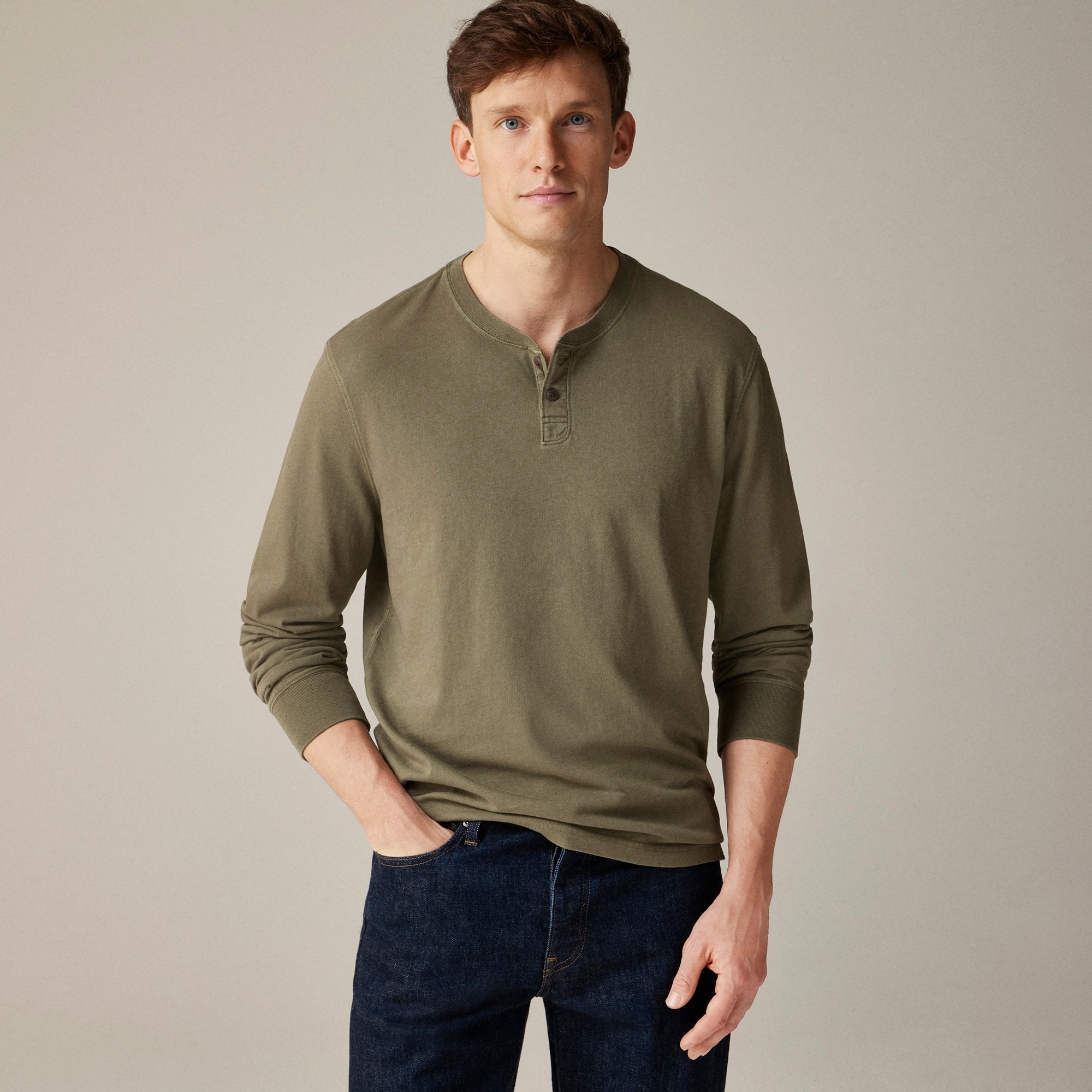 Vintage-wash cotton henley