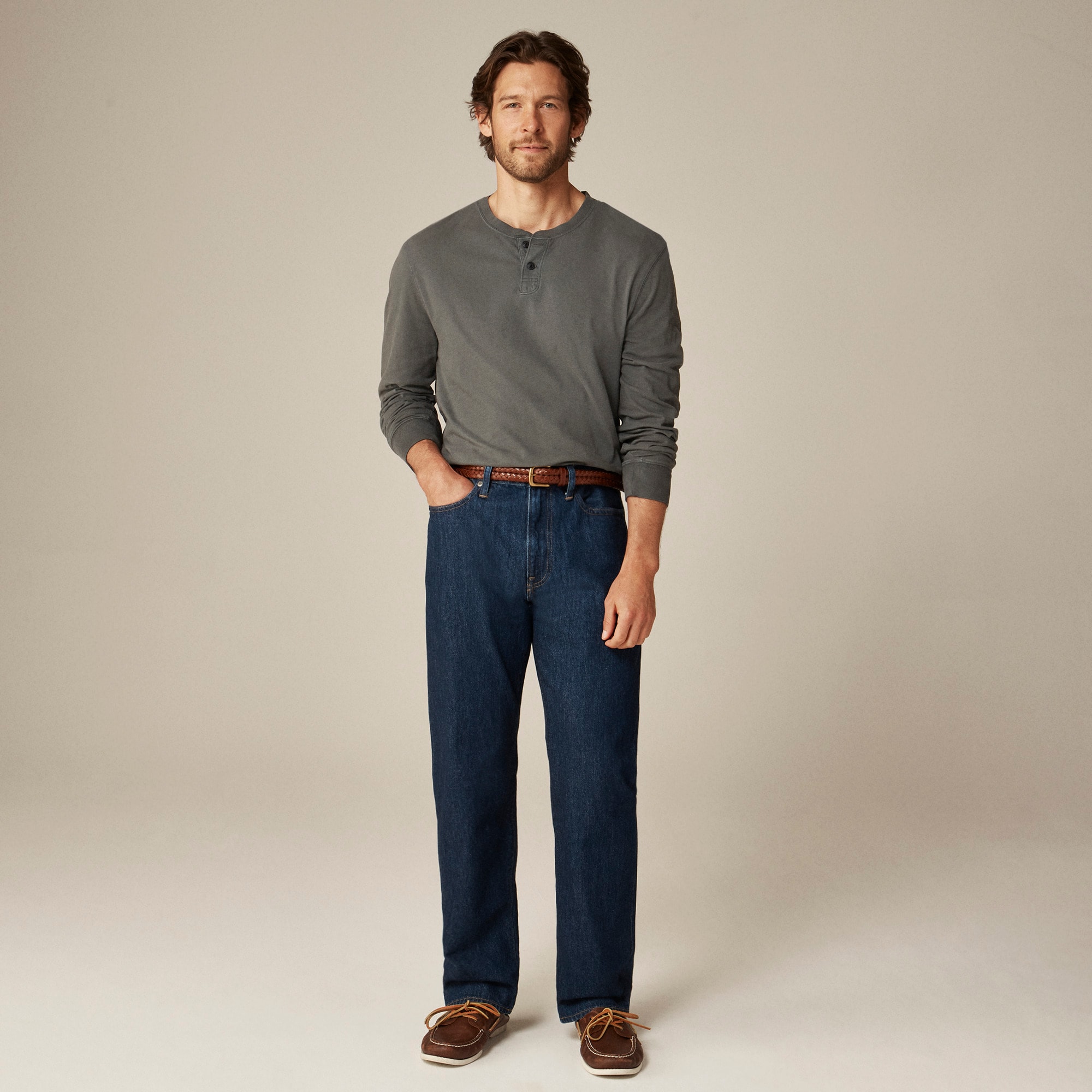 Vintage-wash cotton henley - thumbnail 2
