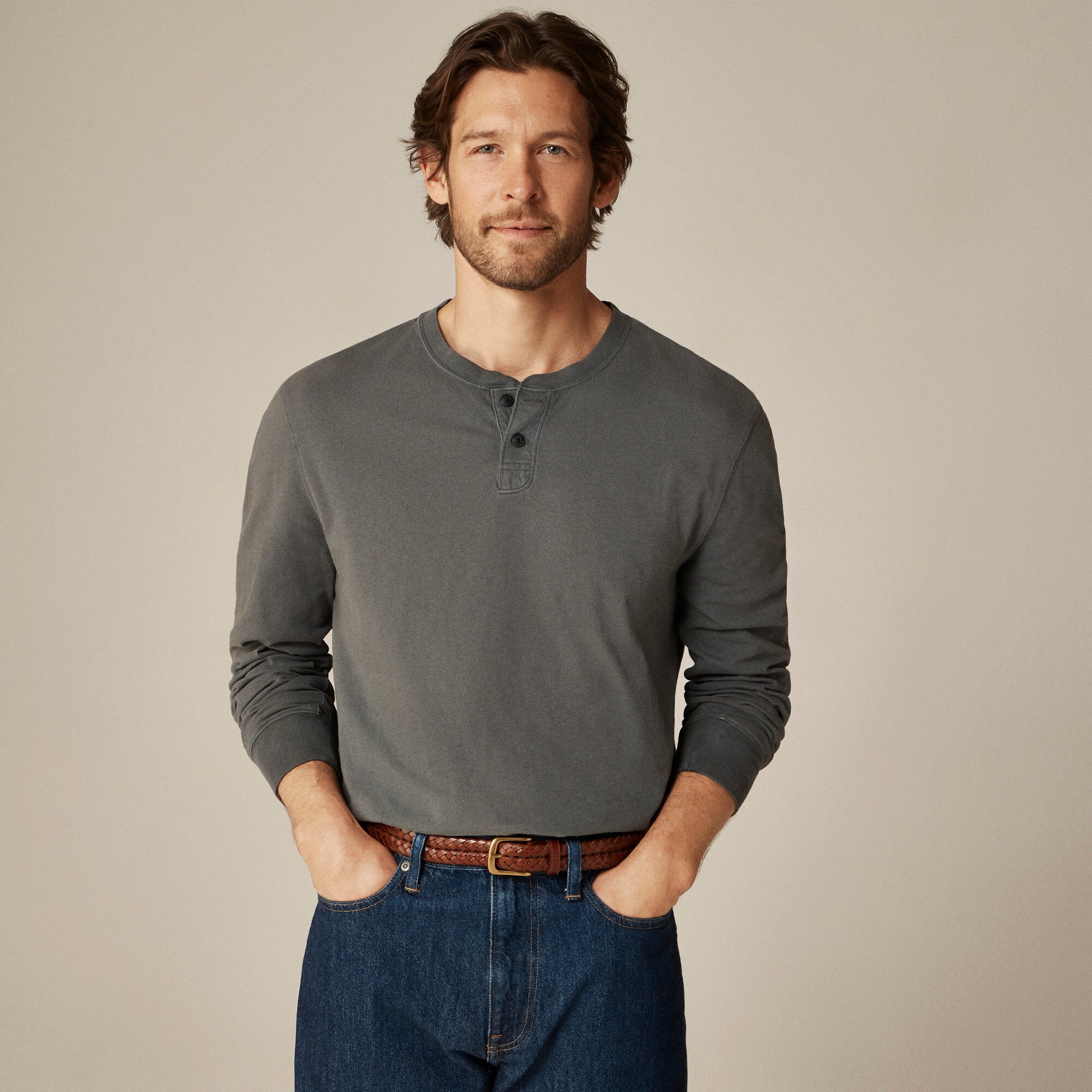  Vintage-wash cotton henley