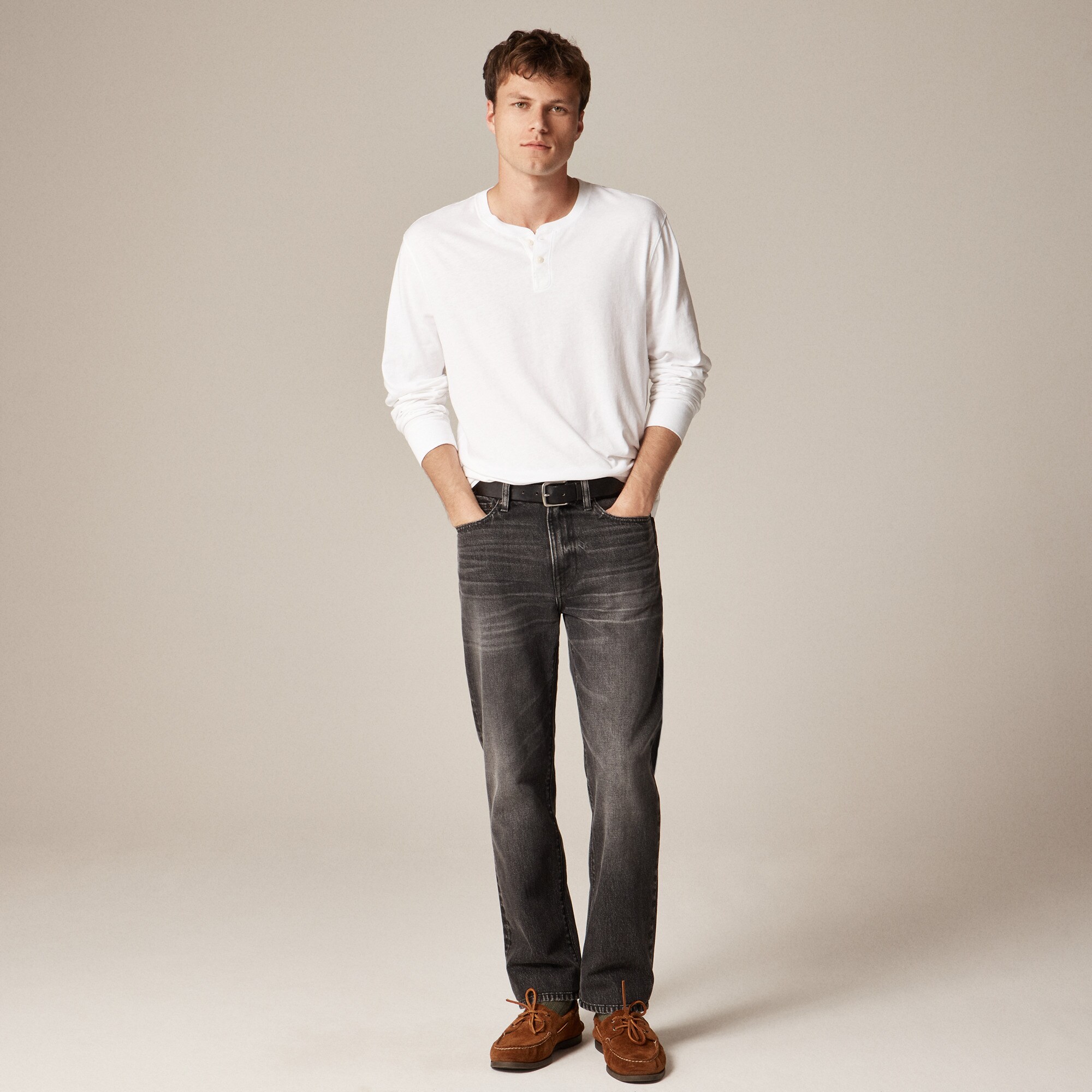 Vintage-wash cotton henley