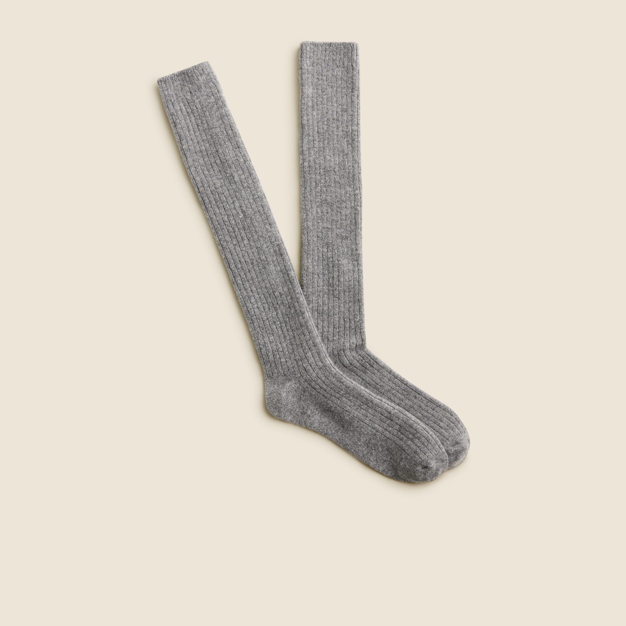 Knee-high ribbed socks in wool blend
