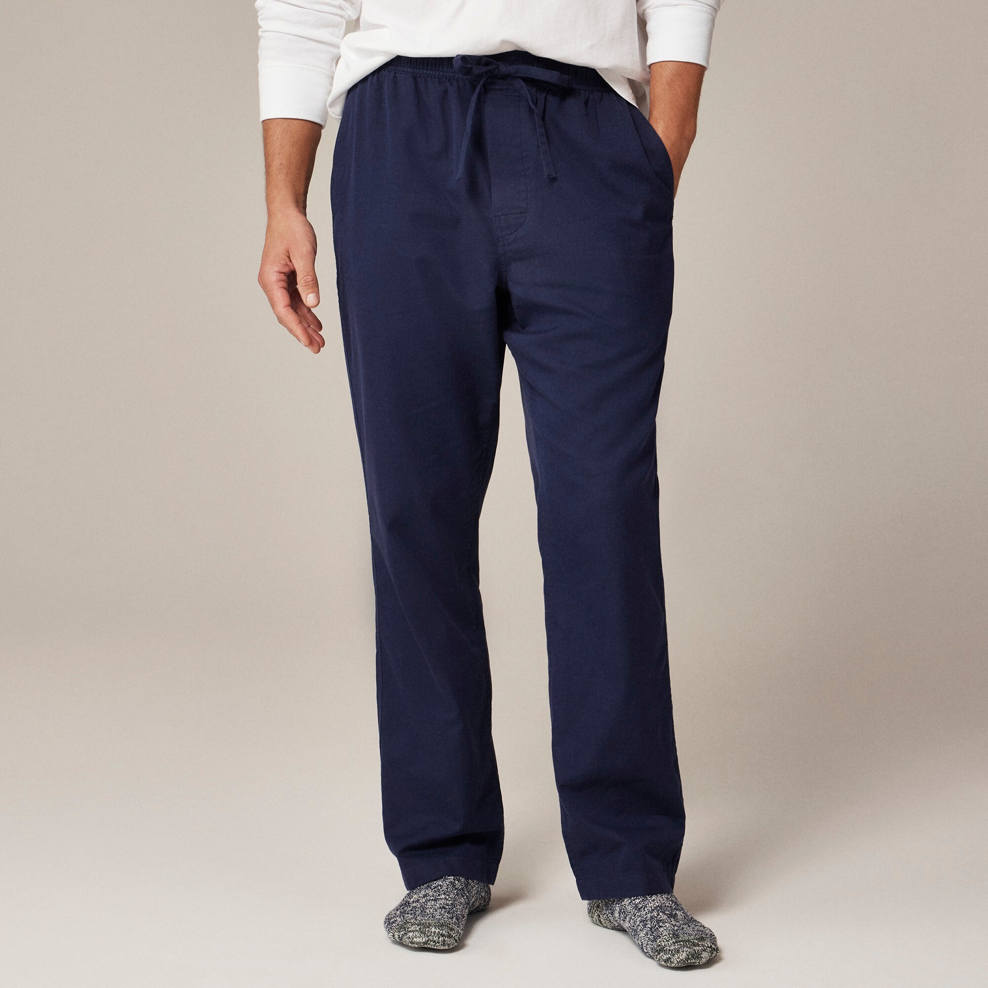 mens Pajama pant in cotton herringbone