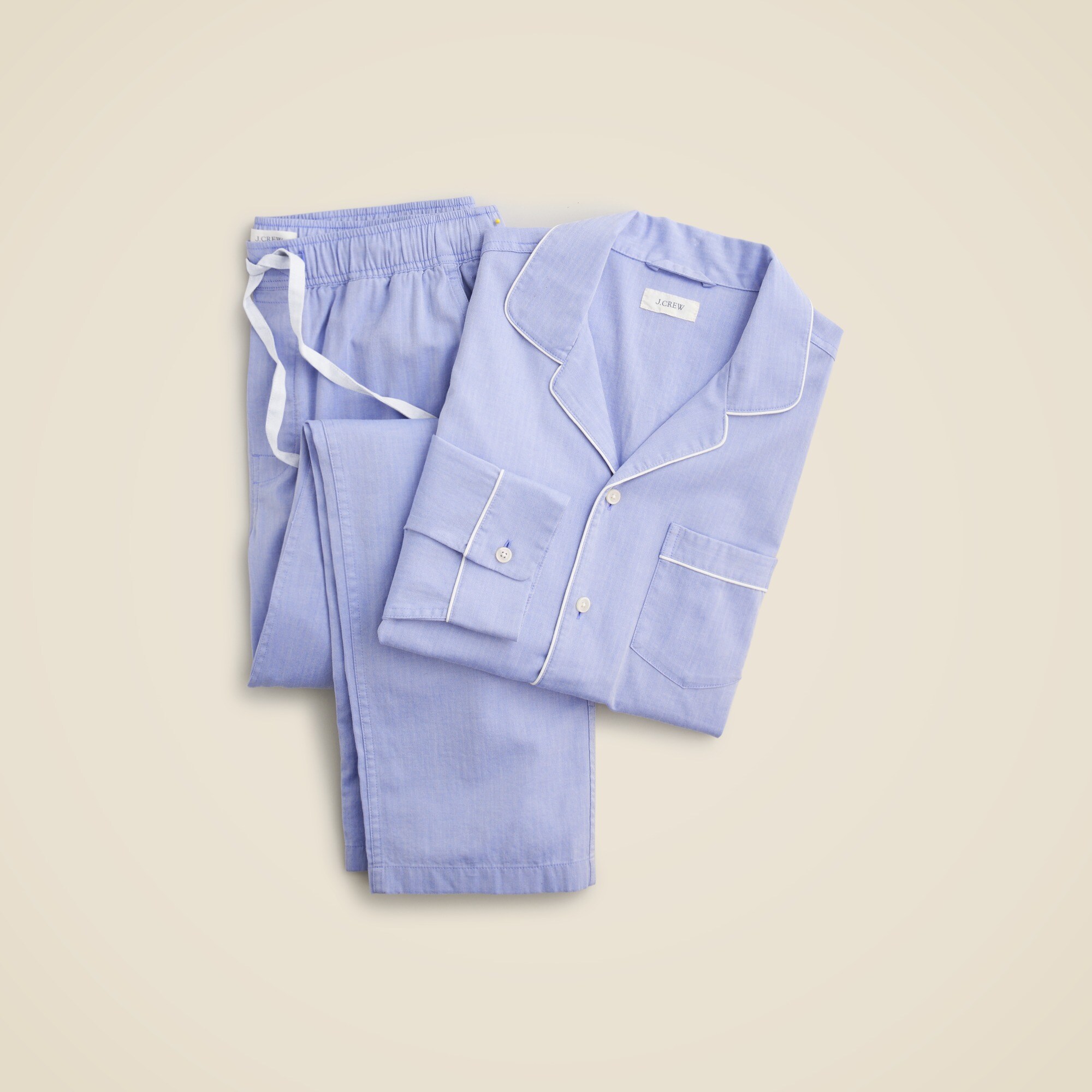 Pajama set in cotton herringbone