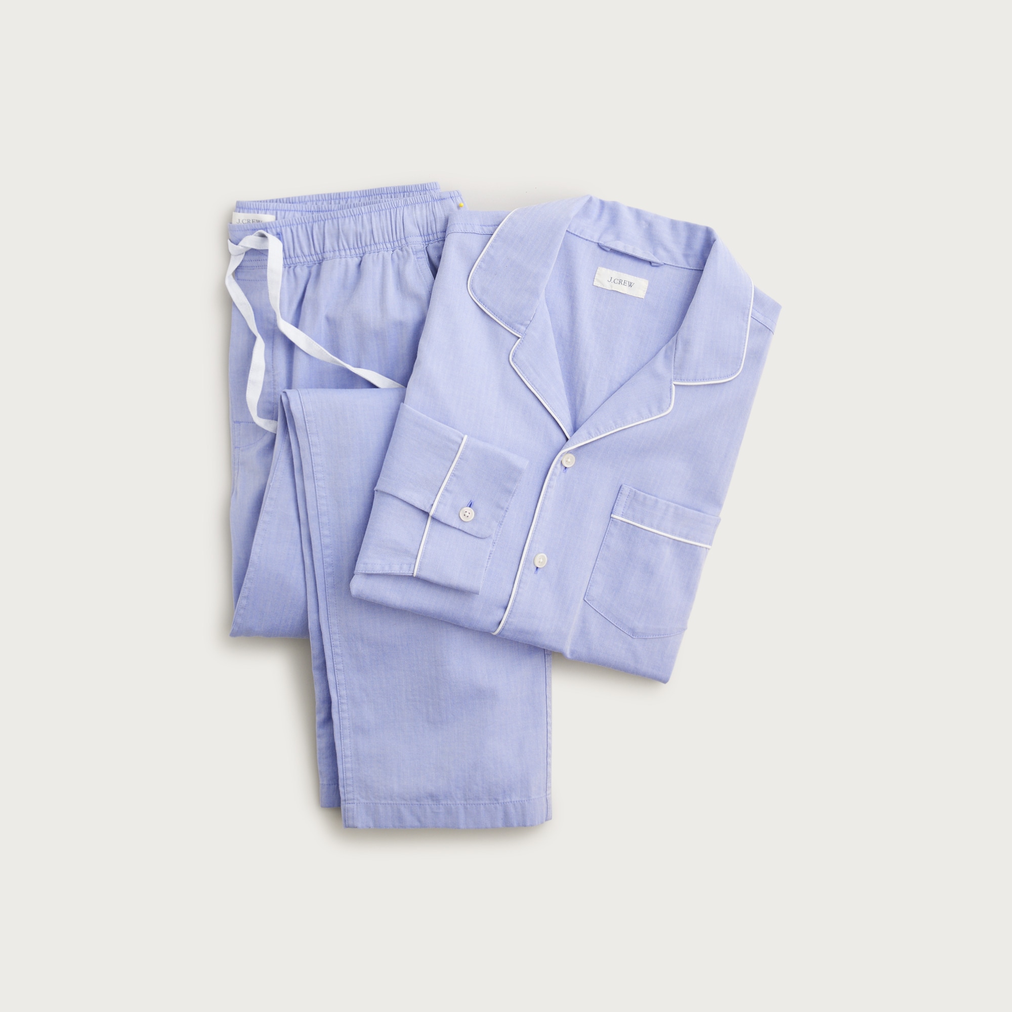 Pajama set in cotton herringbone