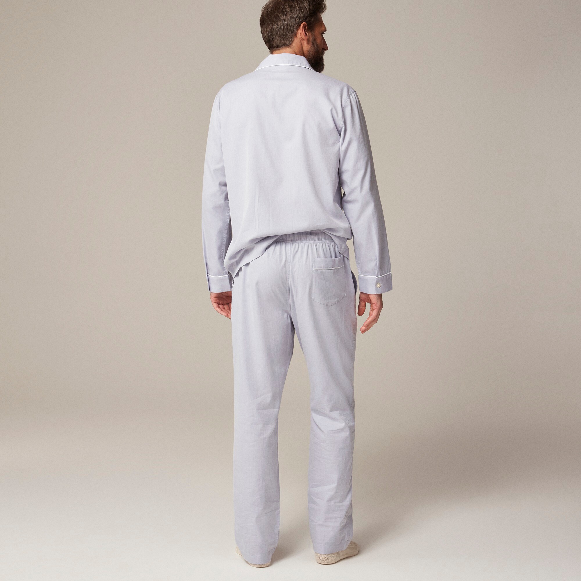 Pajama set in cotton herringbone