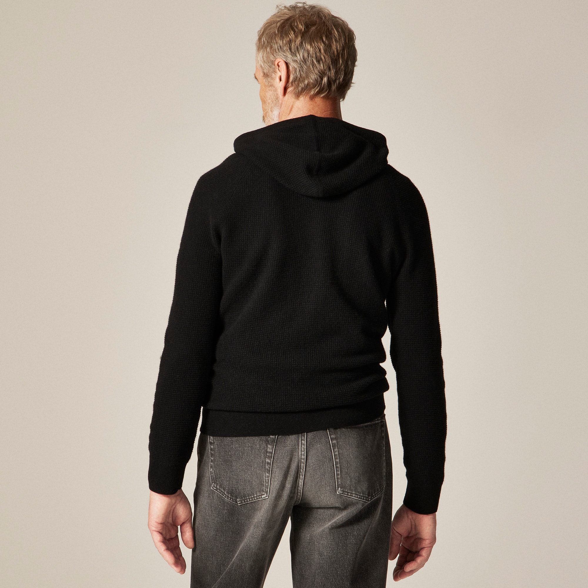 Cashmere waffle hooded sweater