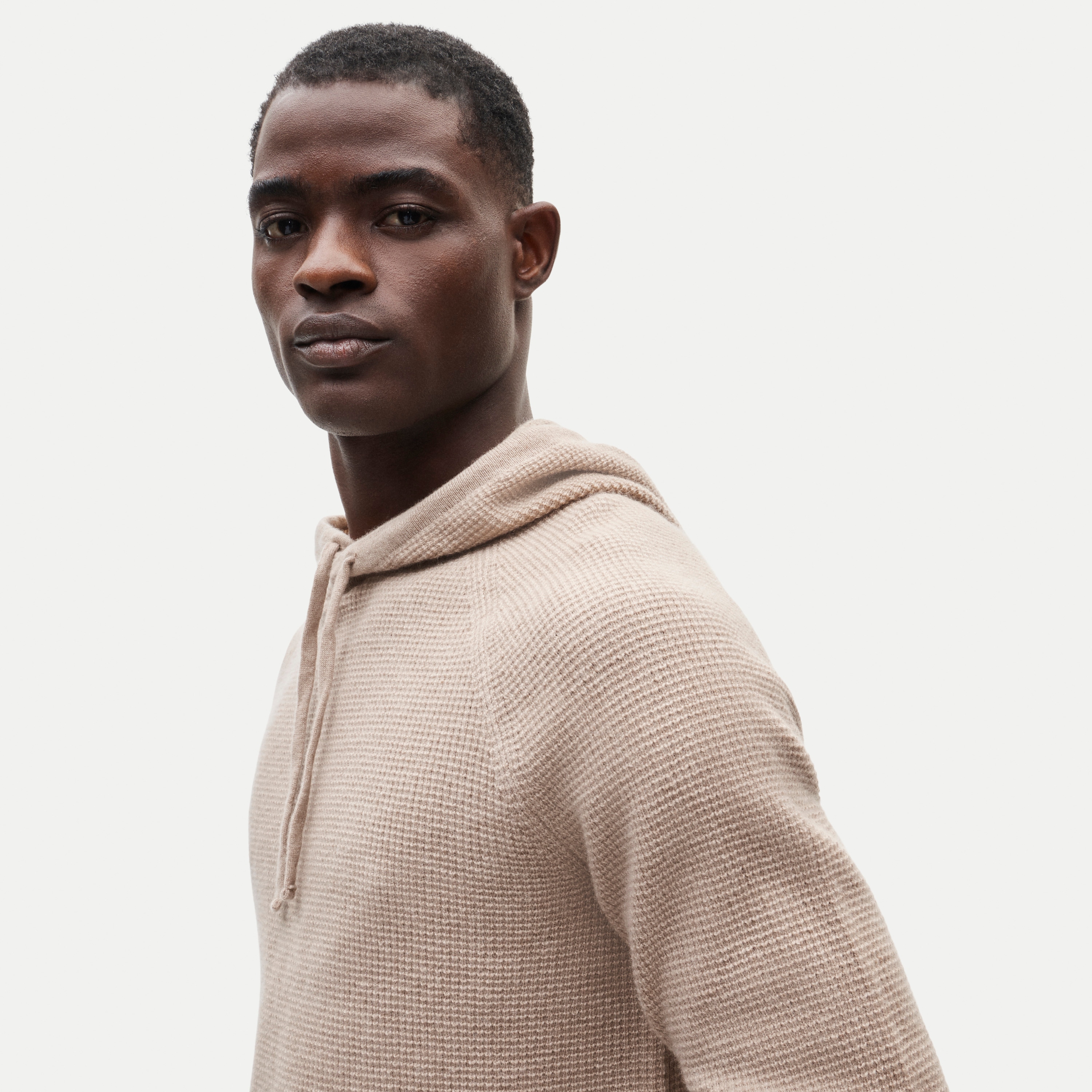 Cashmere waffle hooded sweater