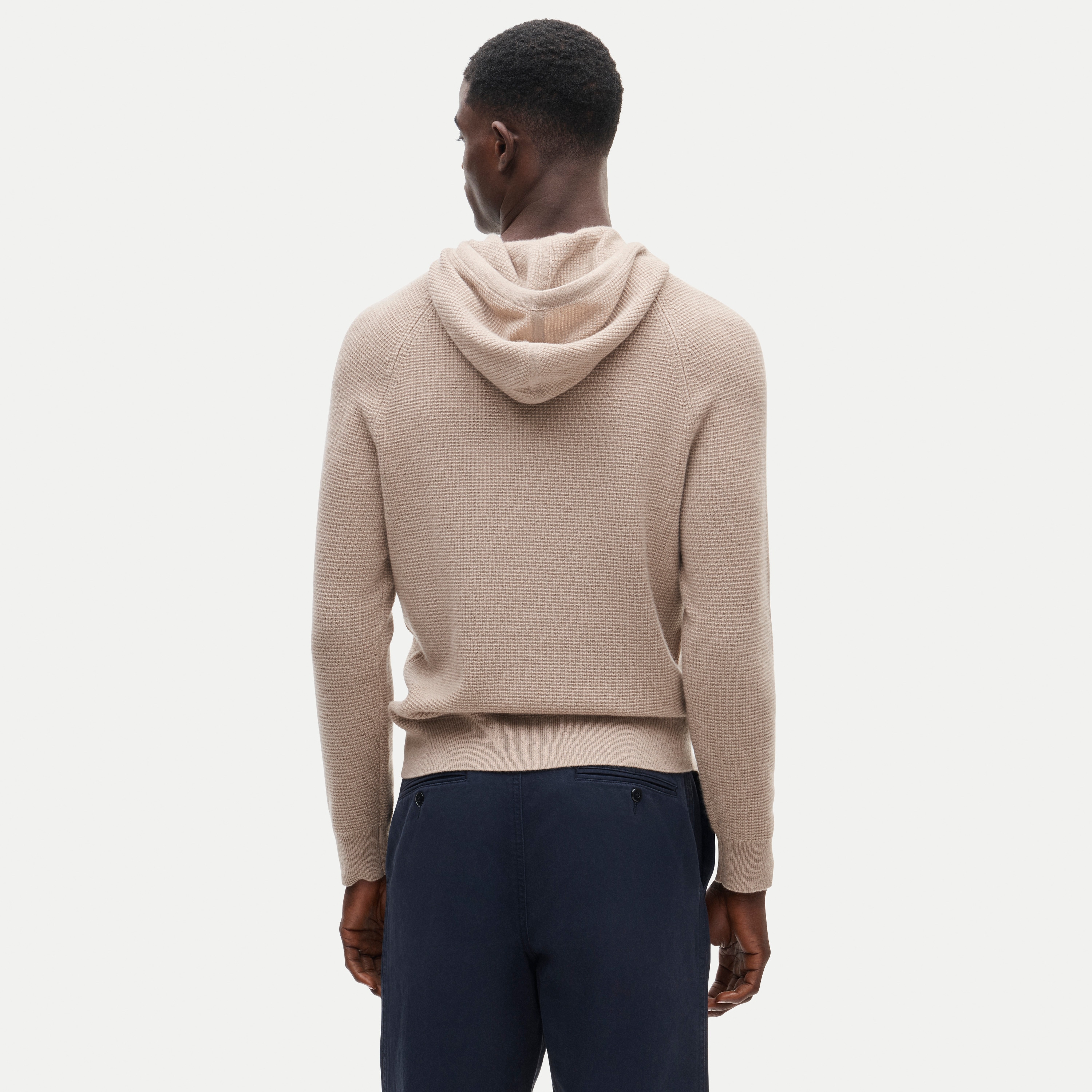Cashmere waffle hooded sweater