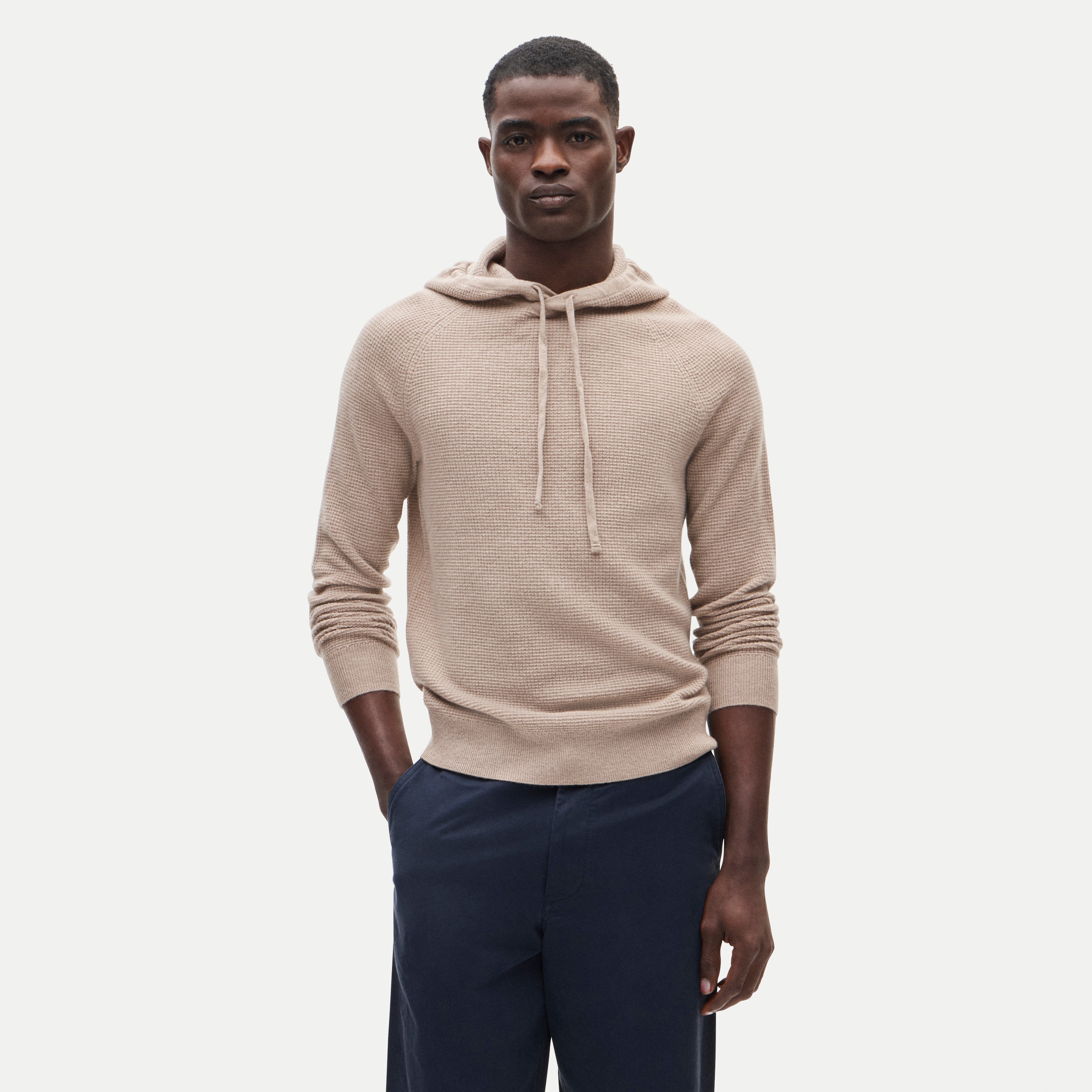 Cashmere waffle hooded sweater