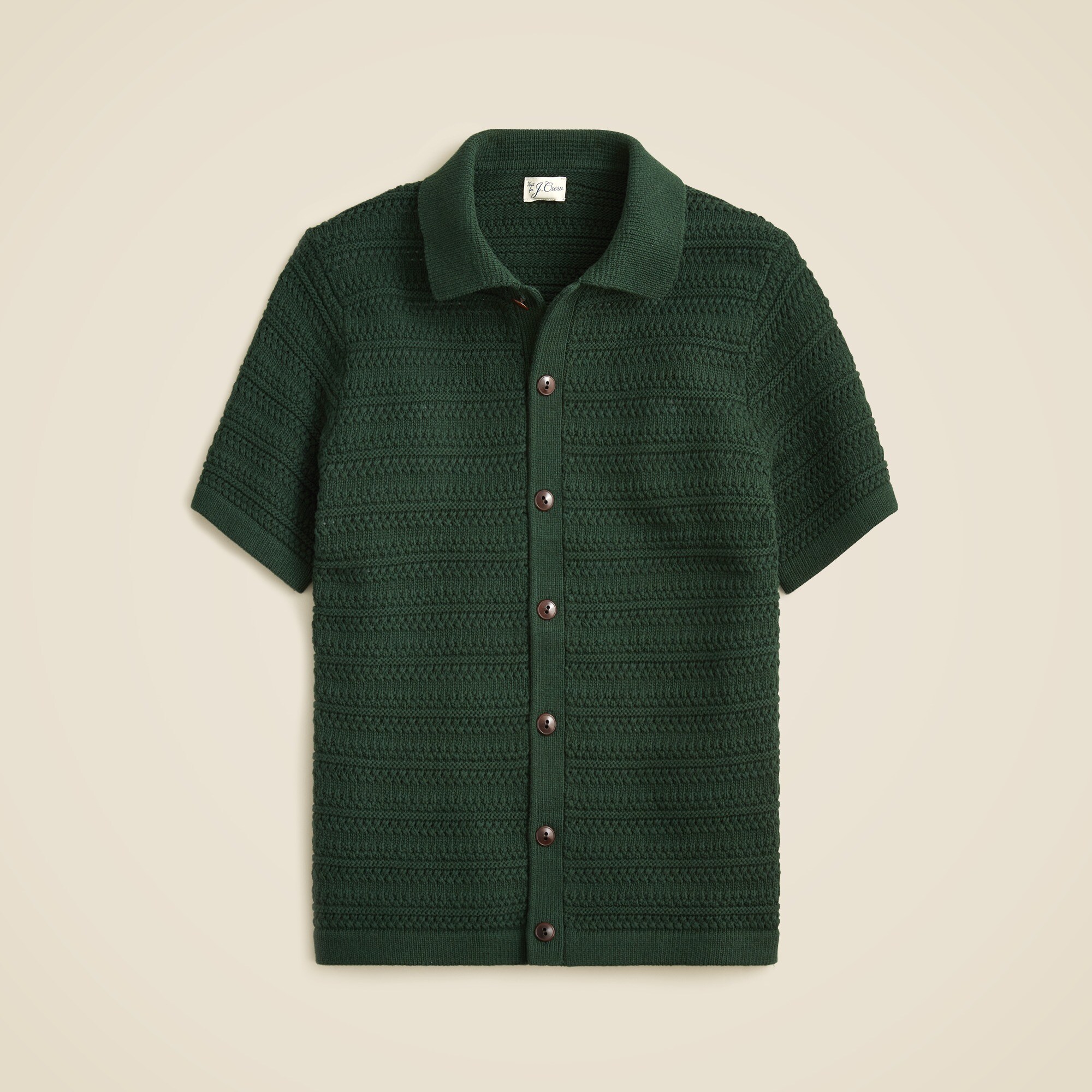 J.Crew Short sleeve Cotton Open stitch Polo Cardigan Sweater For Men