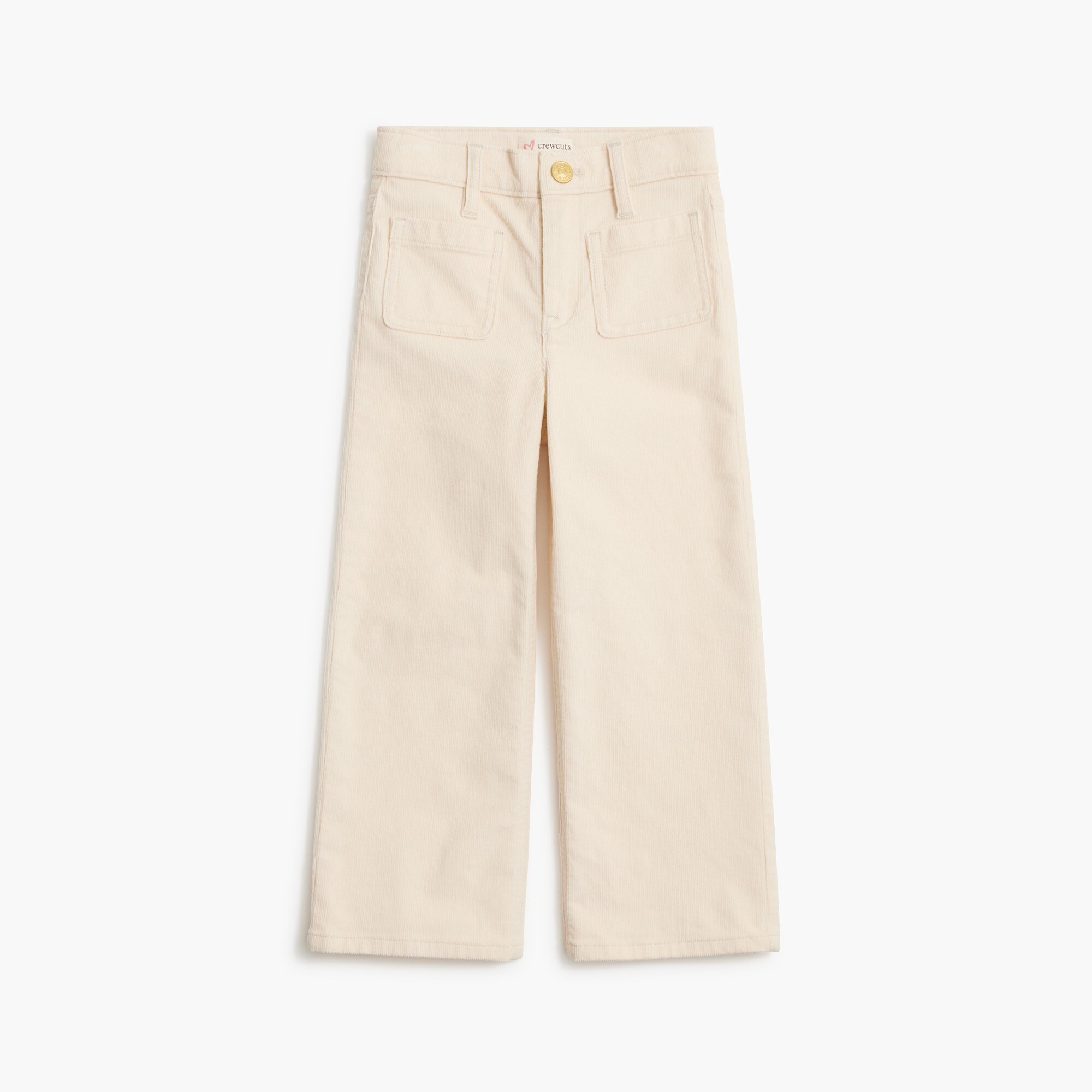 Girls' patch-pocket wide-leg corduroy pant
