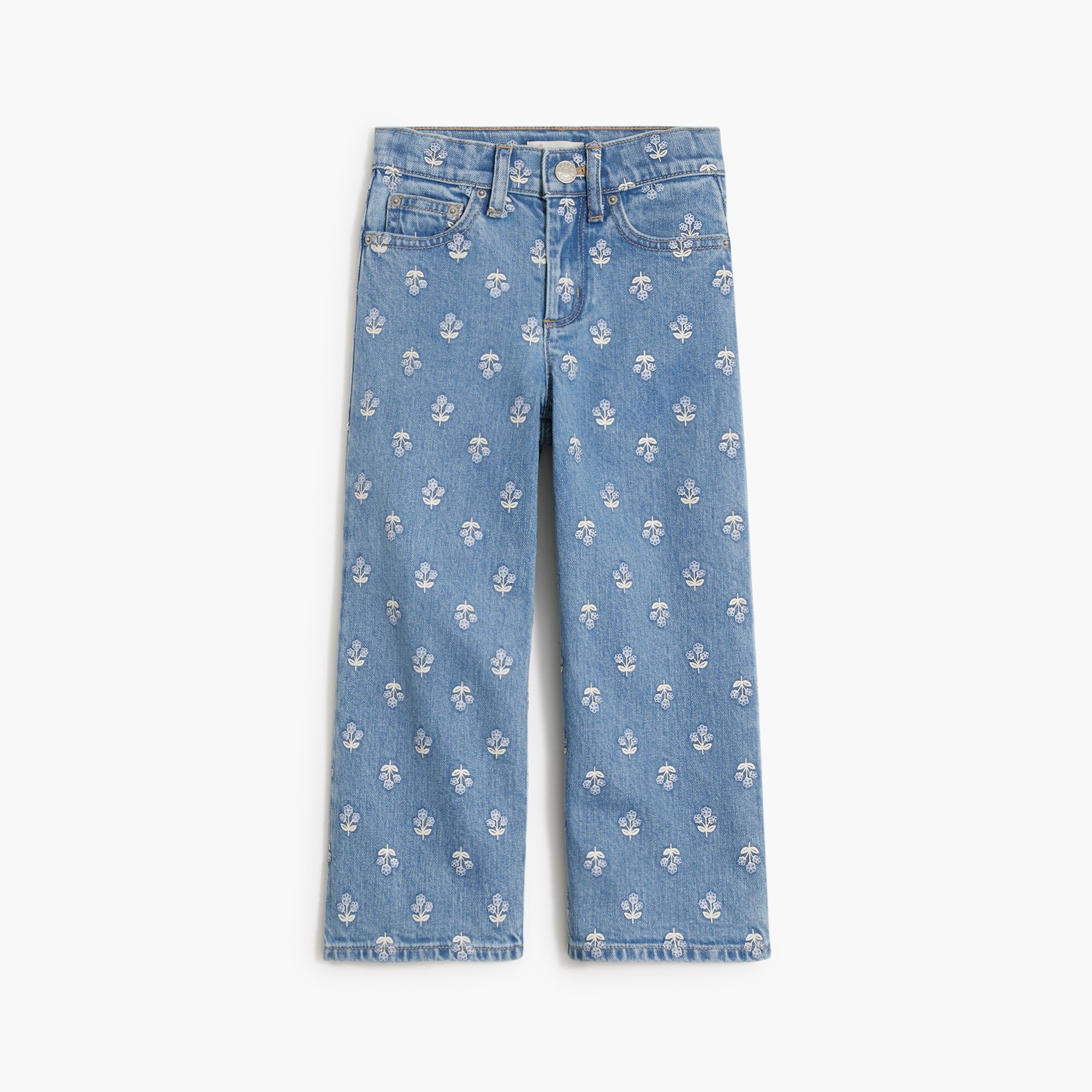 Girls' block-print wide-leg jean