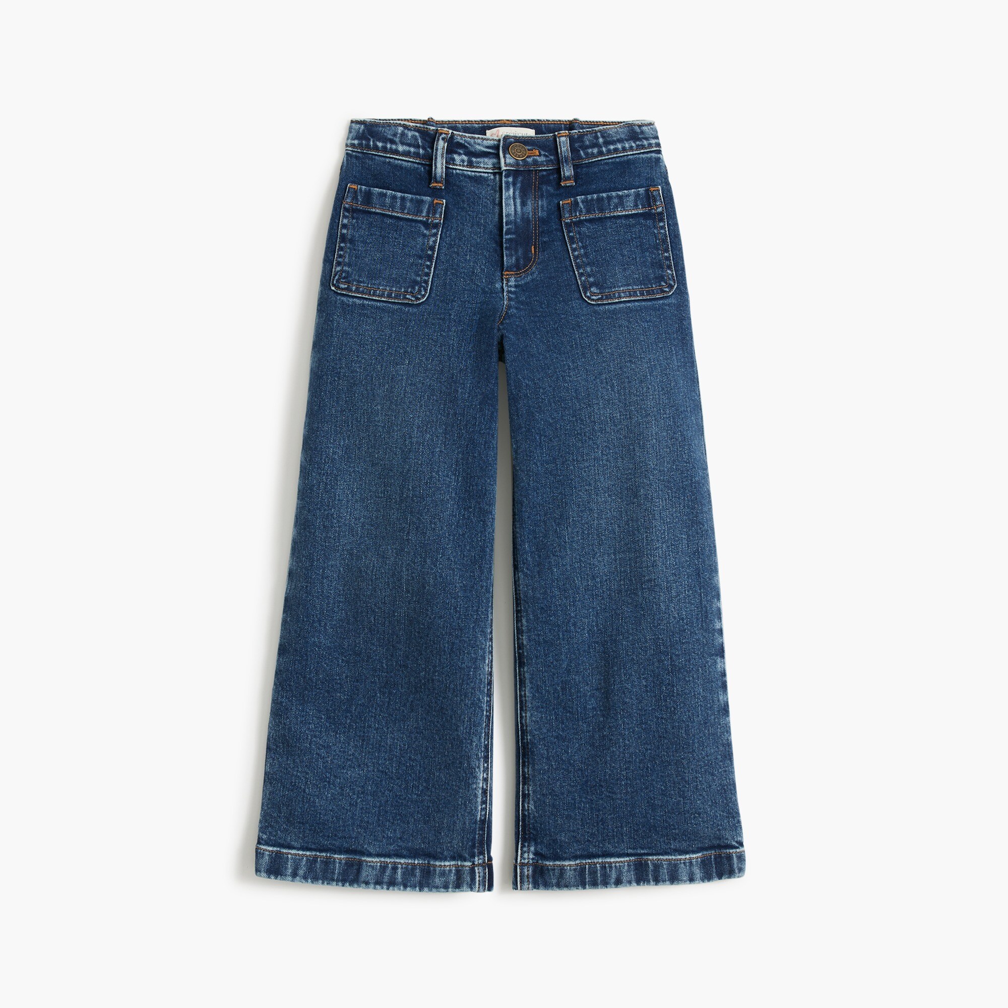 Girls' wide-leg patch-pocket jean