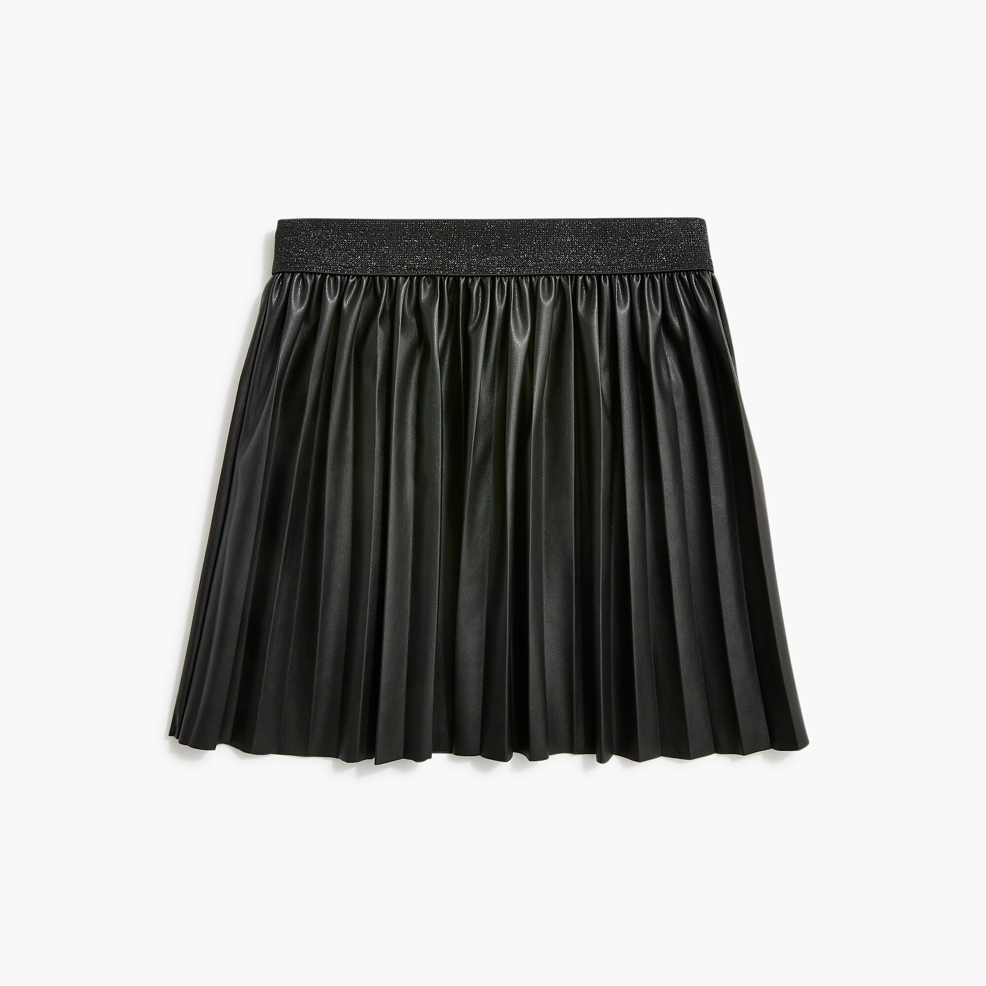 Girls' faux-leather pleated skirt