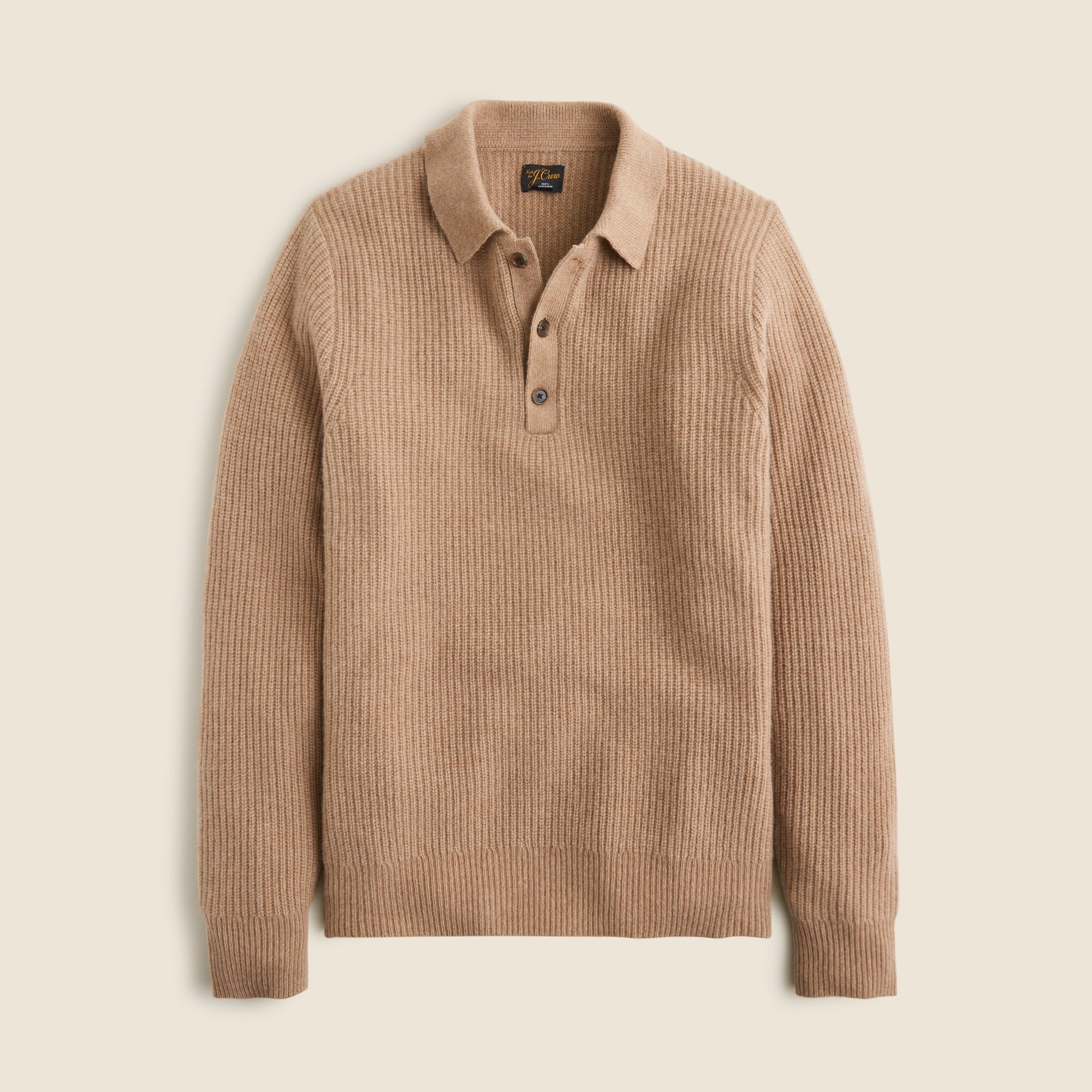 Midweight cashmere ribbed sweater-polo