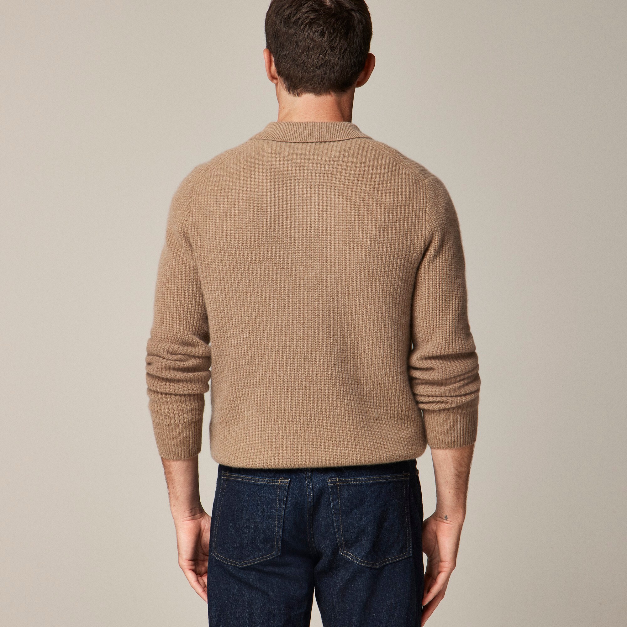 Midweight cashmere ribbed sweater-polo
