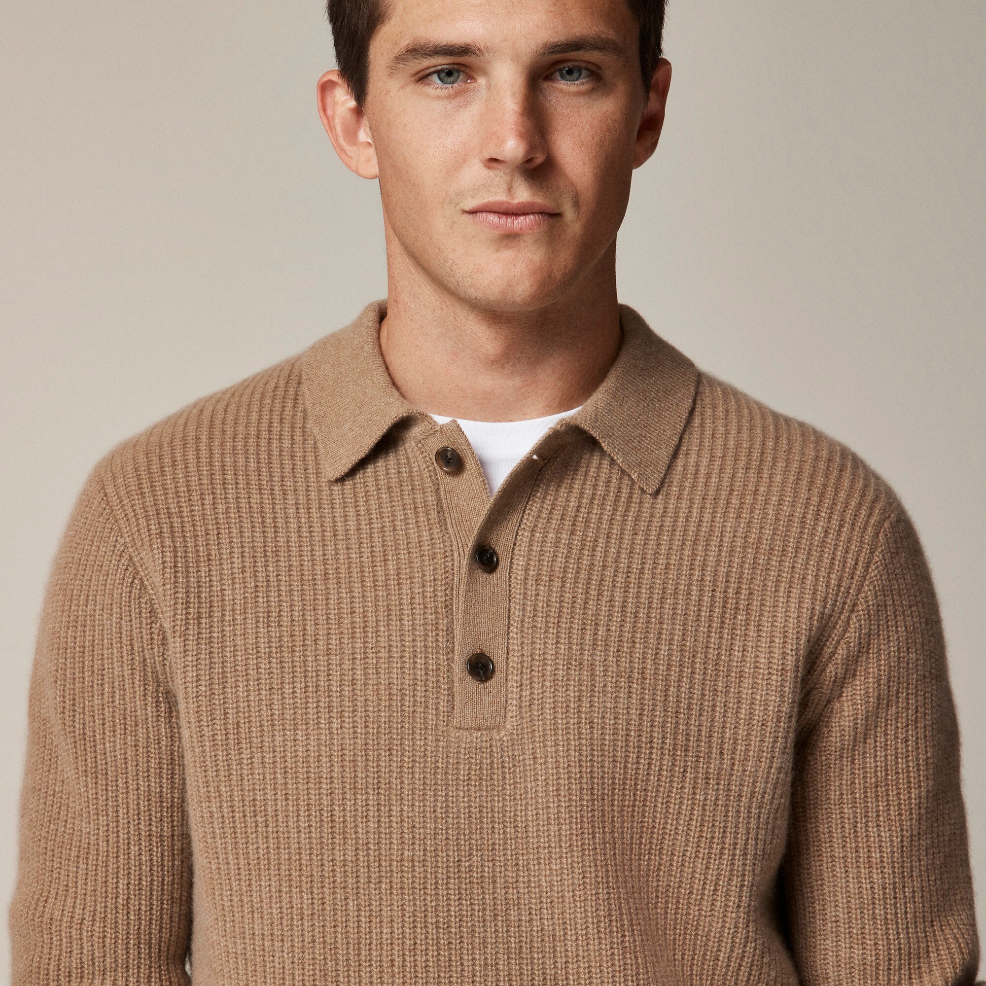 Midweight cashmere ribbed sweater-polo