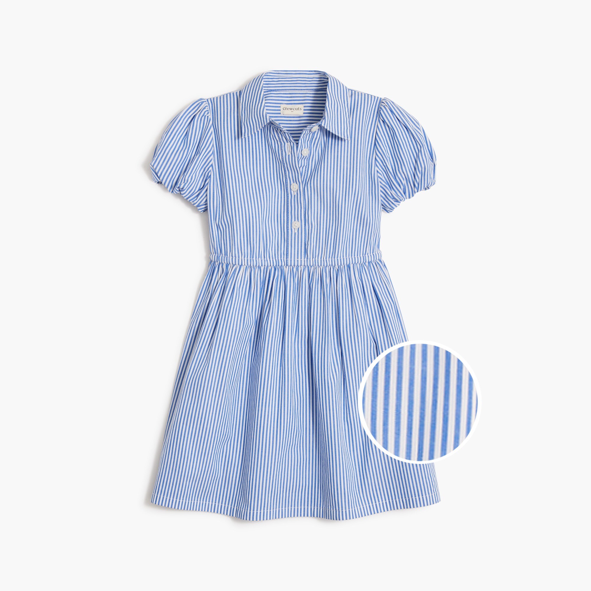 Girls' striped bubble-sleeve shirt-dress