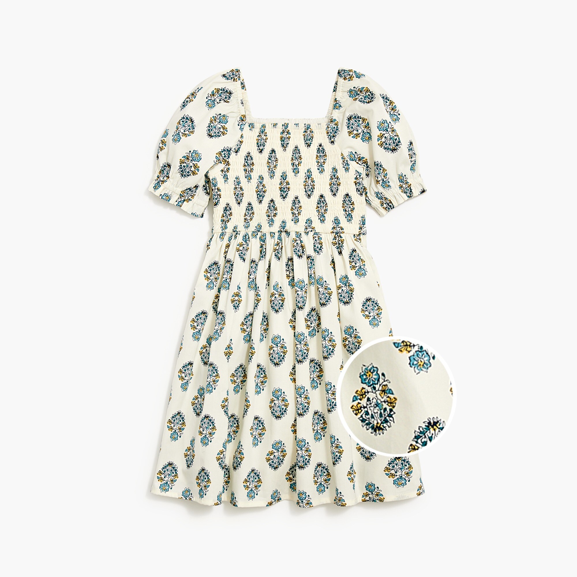 girls' smocked block-print dress for girls
