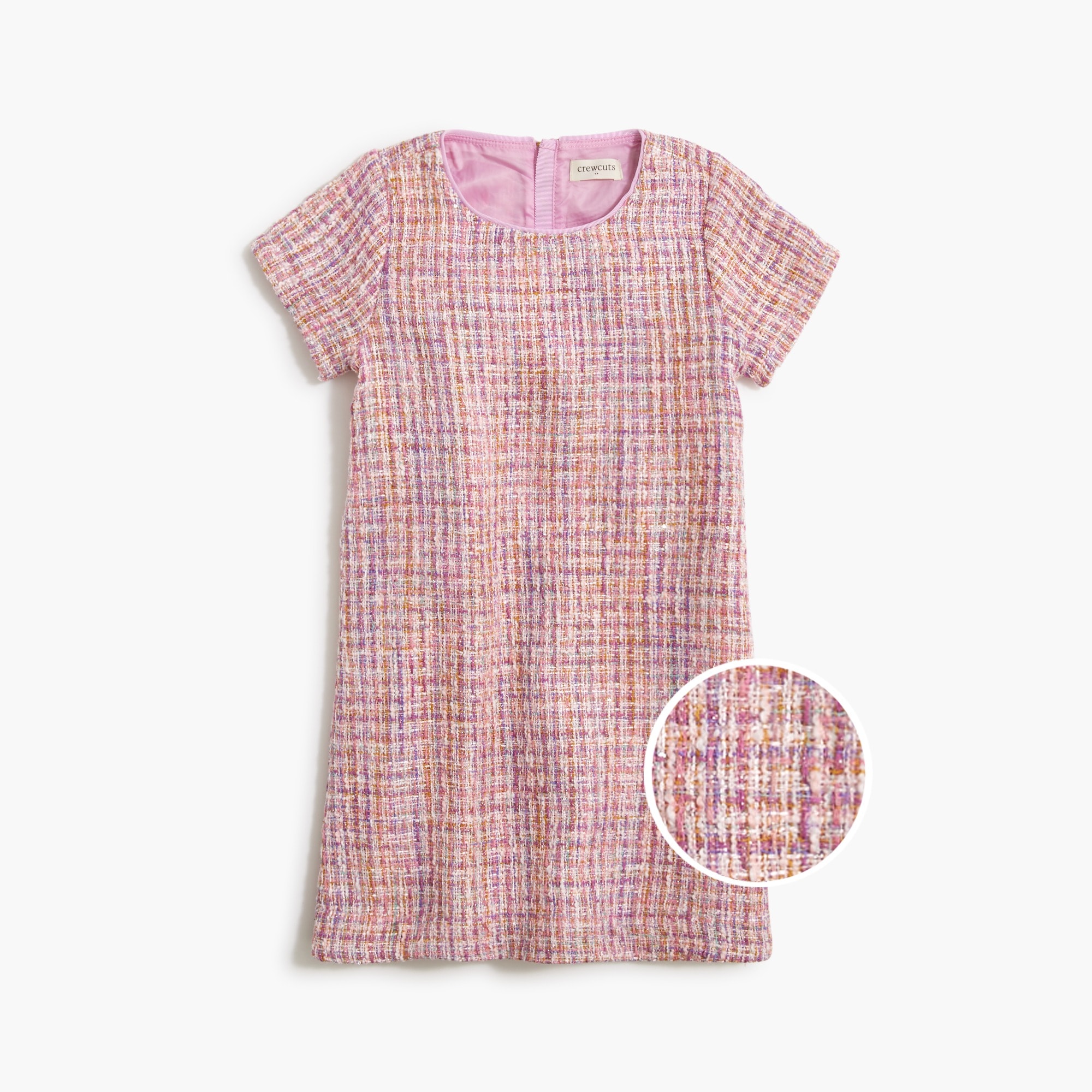 Girls' tweed cap-sleeve dress