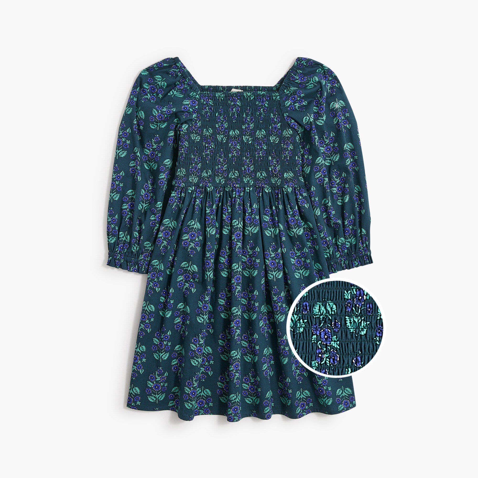 girls' long-sleeve floral block-print dress for girls