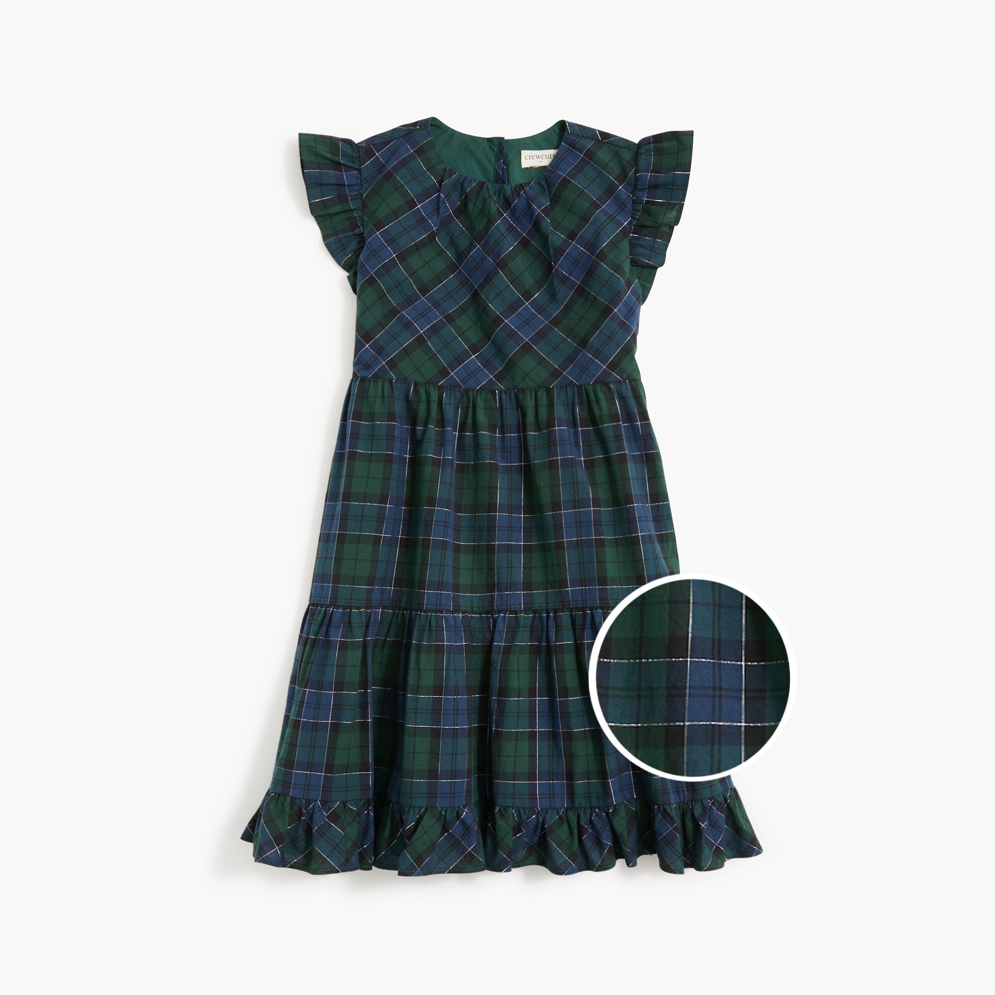 girls' shimmer plaid tiered ruffle dress for girls