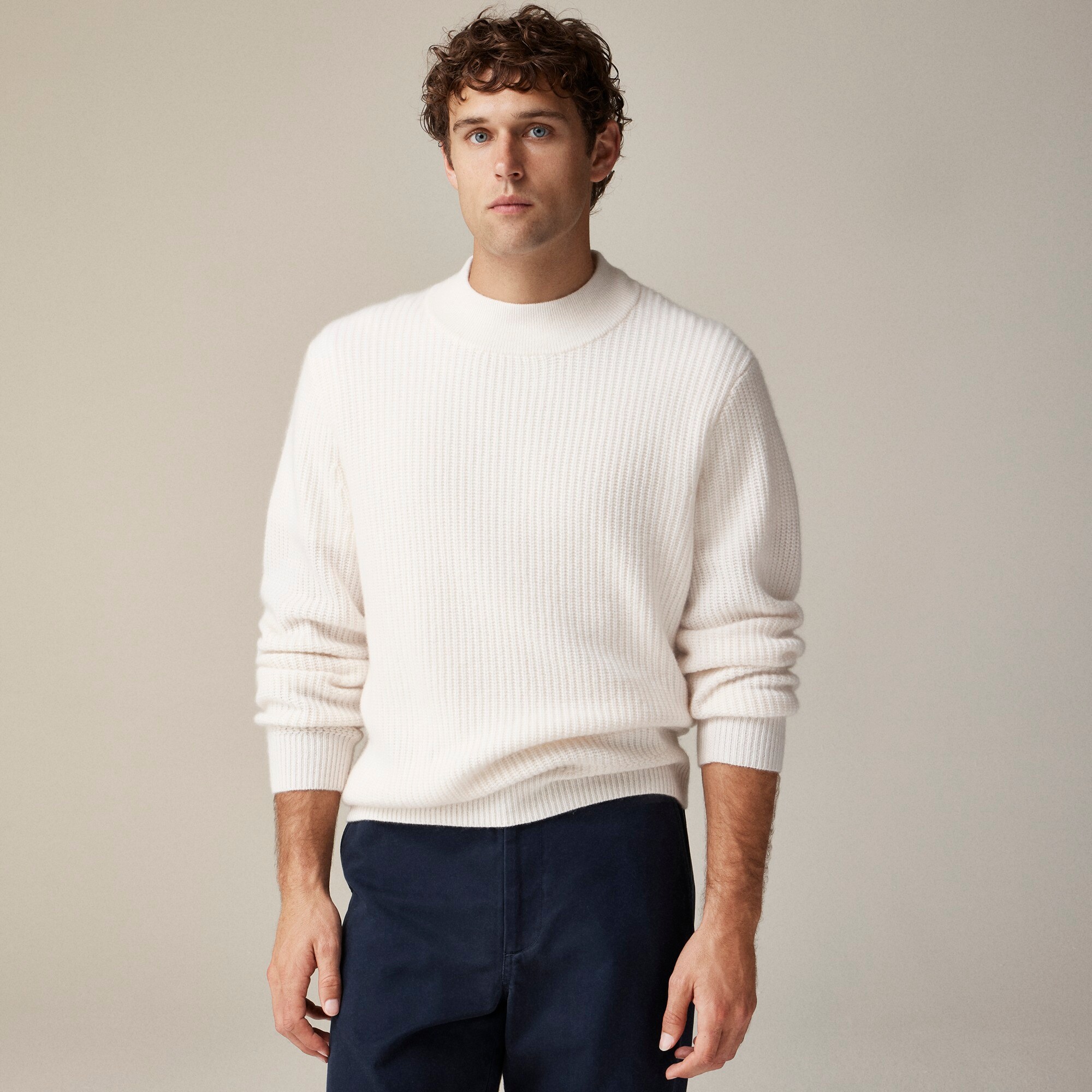 J.Crew Cashmere Ribbed Mockneck Sweater For Men
