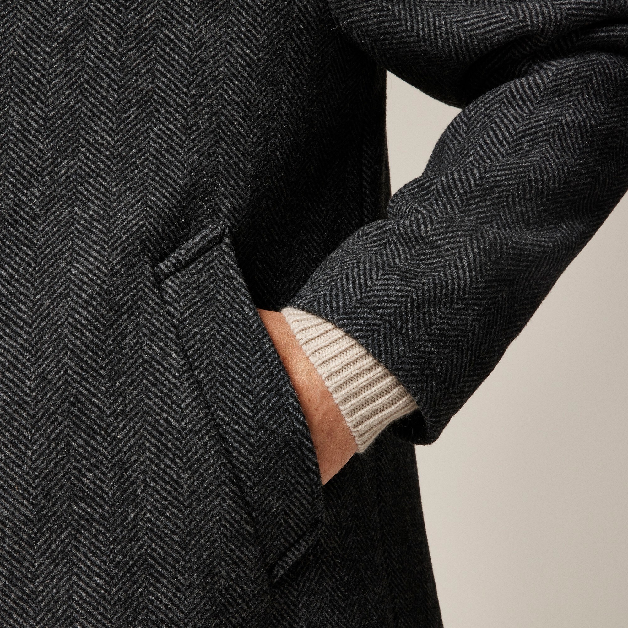Rivington car coat in wool-blend herringbone