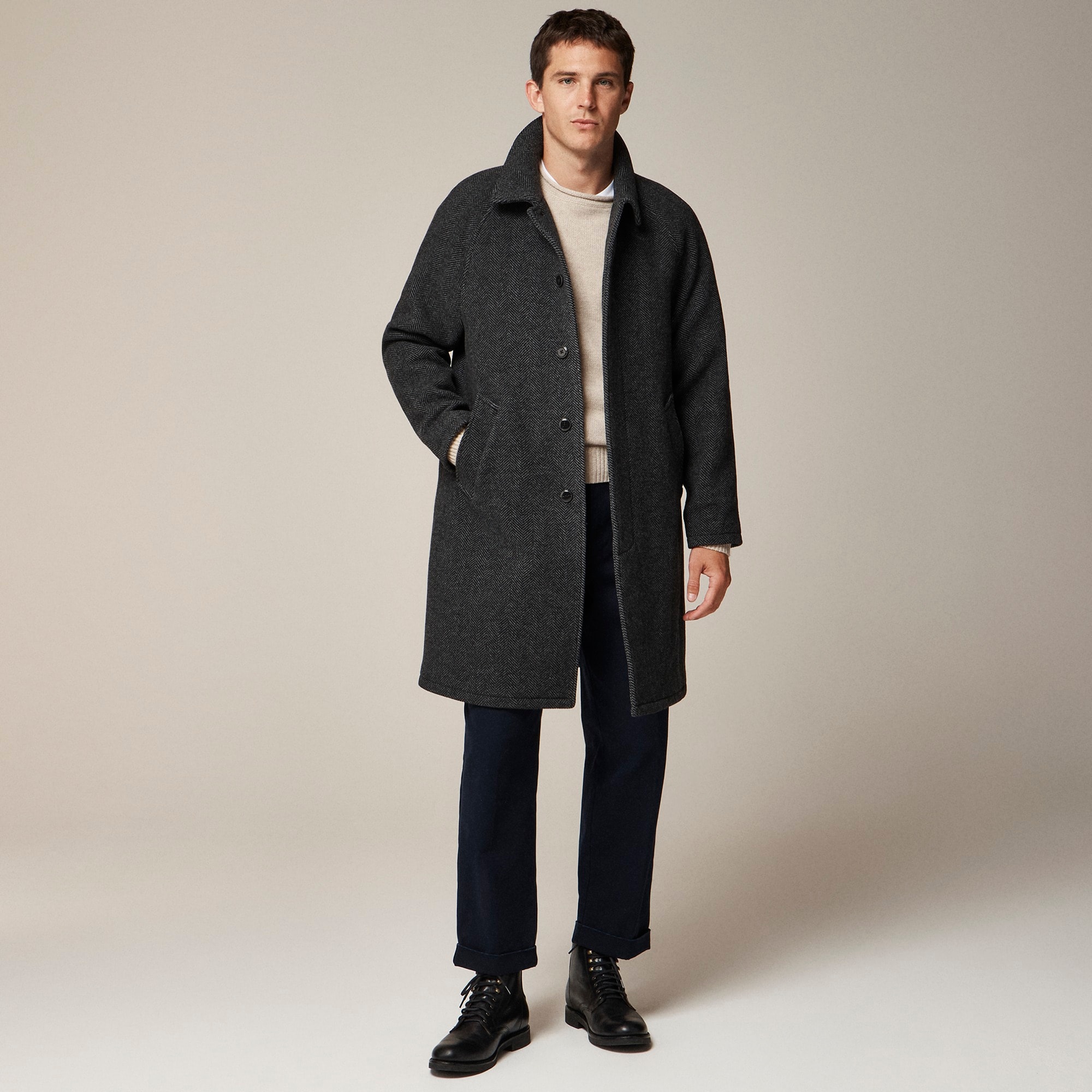 Rivington car coat in wool-blend herringbone