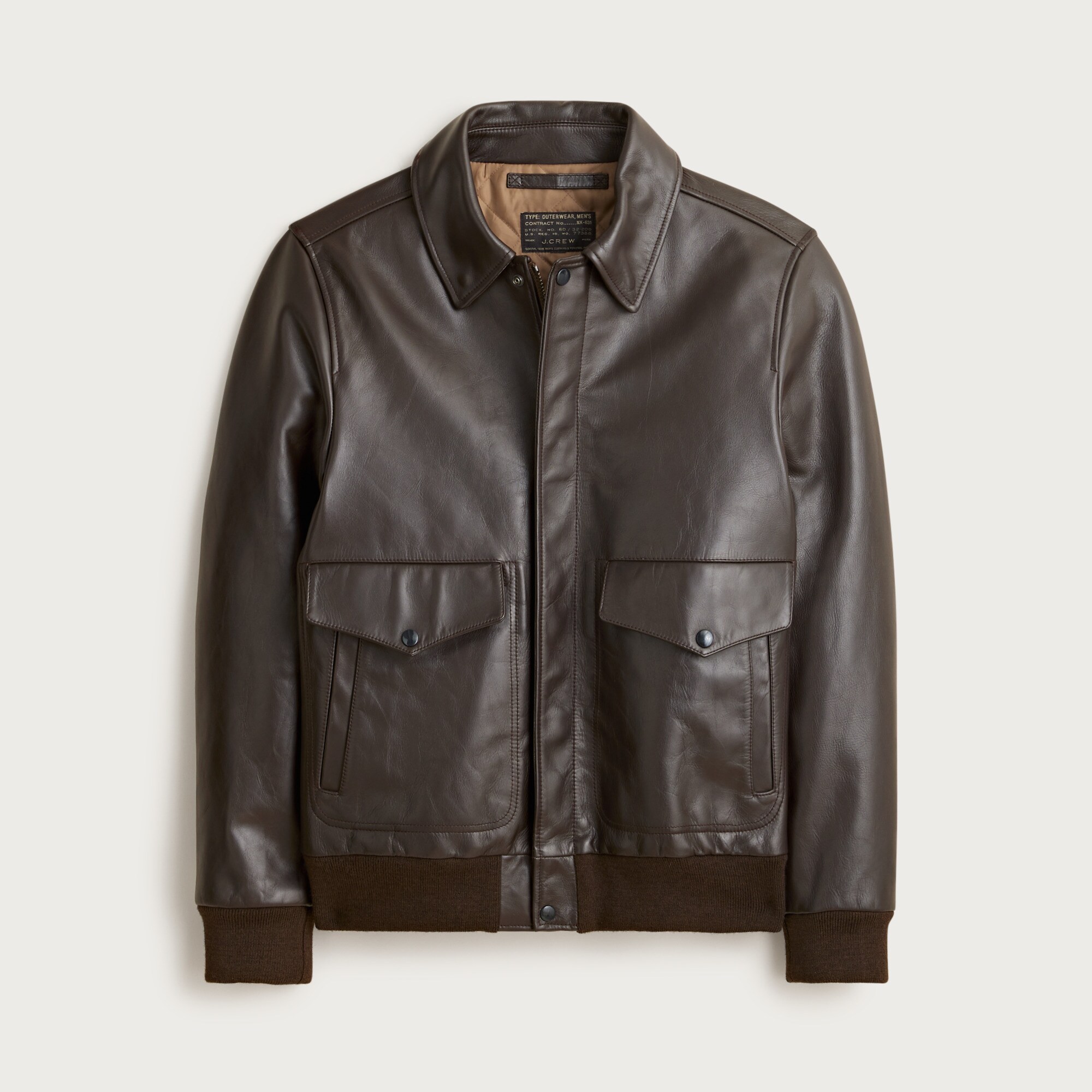 Flight Jacket In Italian Leather For Men | J.Crew