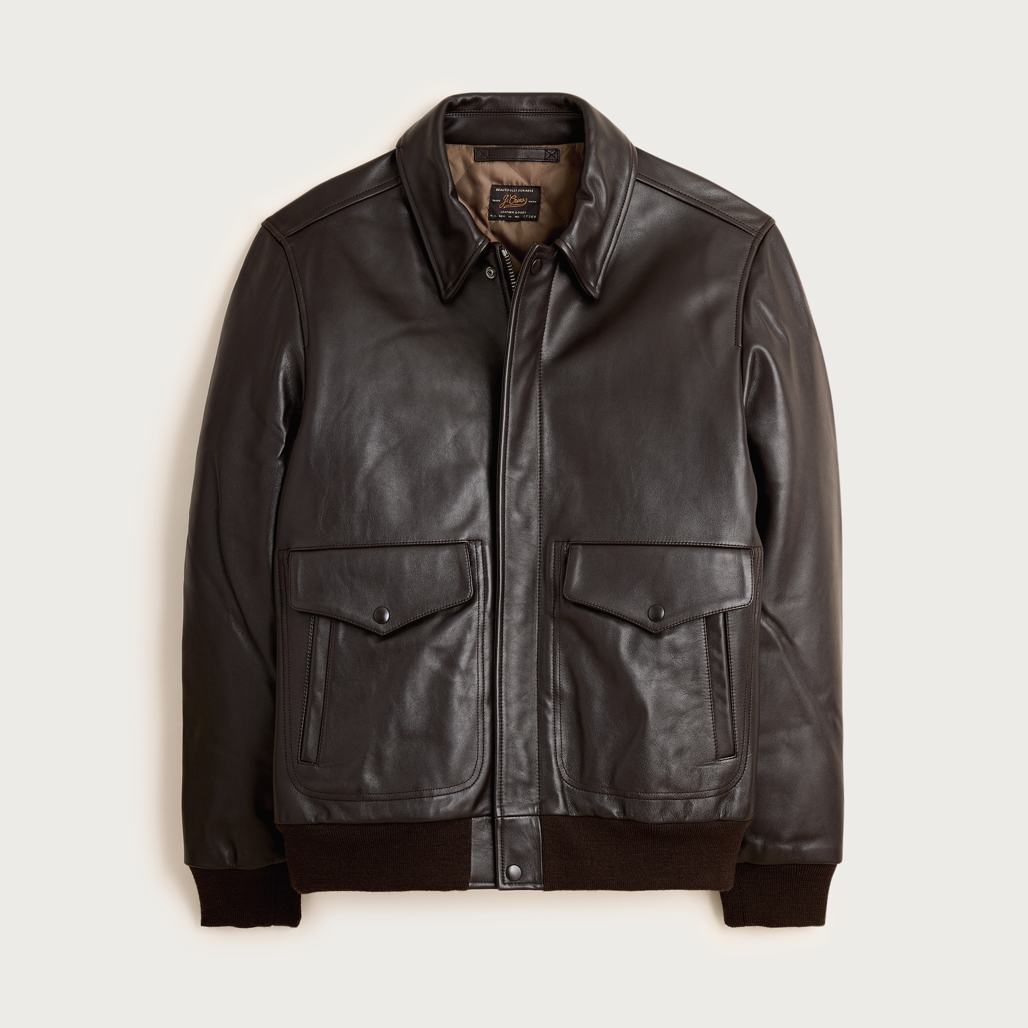 Flight Jacket In Italian Leather For Men | J.Crew