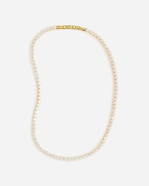  Round cubic zirconia bezel-set tennis necklace