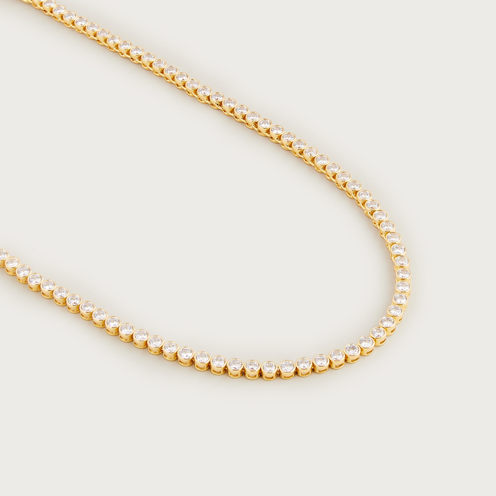 Round cubic zirconia bezel-set tennis necklace