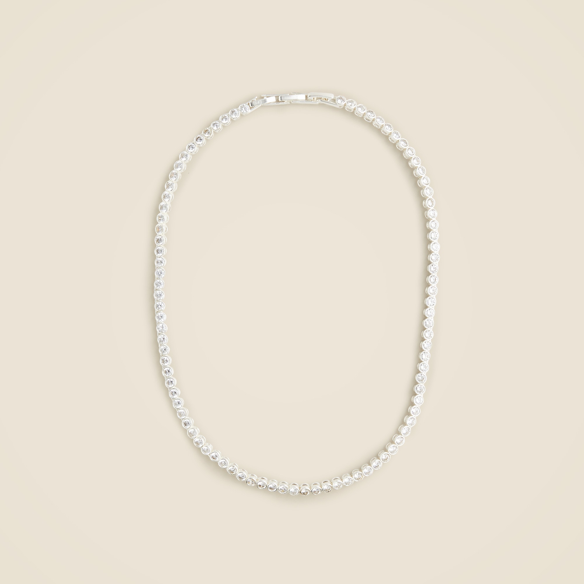 Round cubic zirconia bezel-set tennis necklace