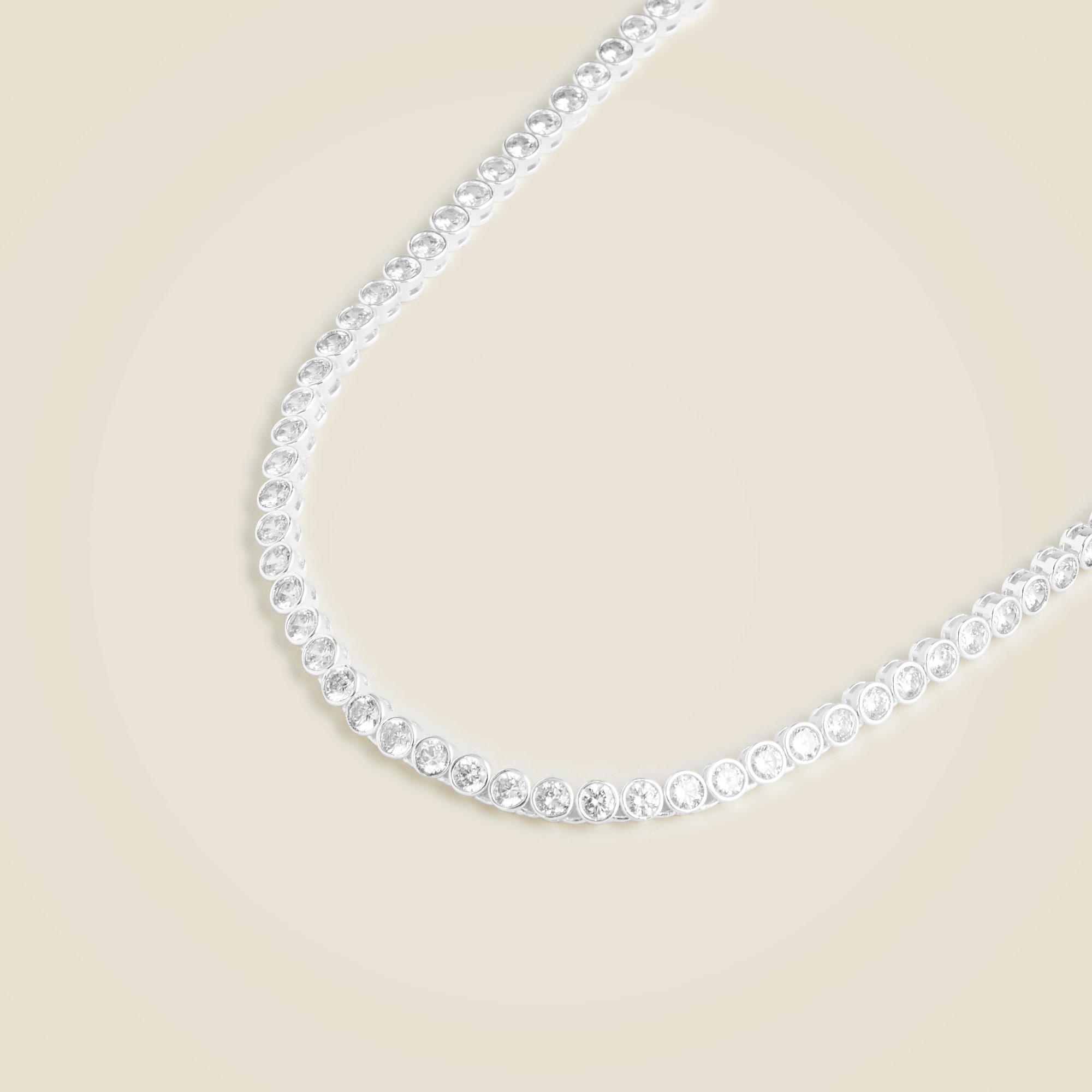 J.Crew Round Cubic Zirconia Bezel set Tennis Necklace For Women