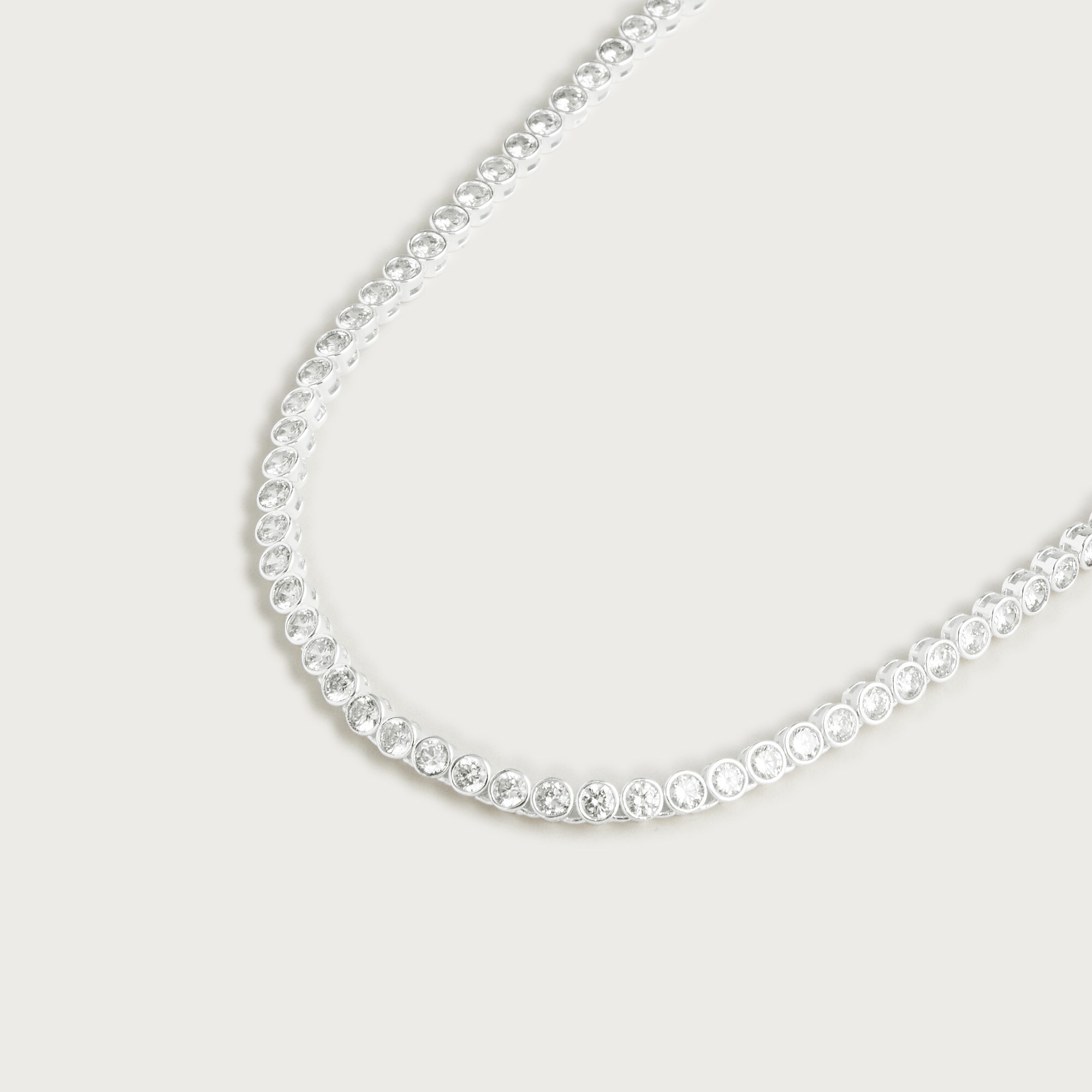 Round cubic zirconia bezel-set tennis necklace