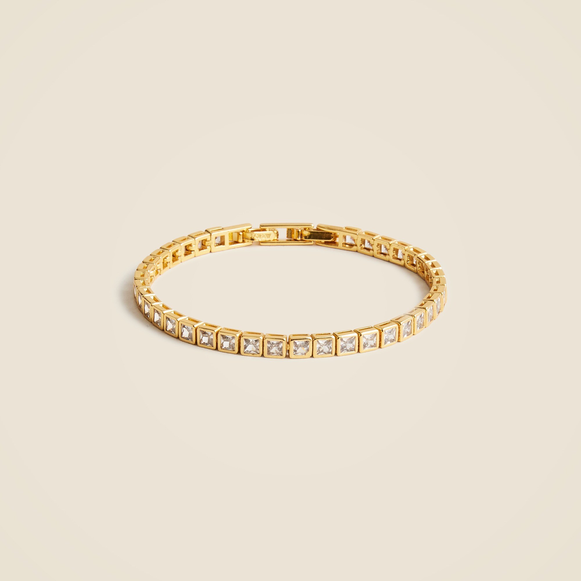 Square cubic zirconia bezel-set tennis bracelet